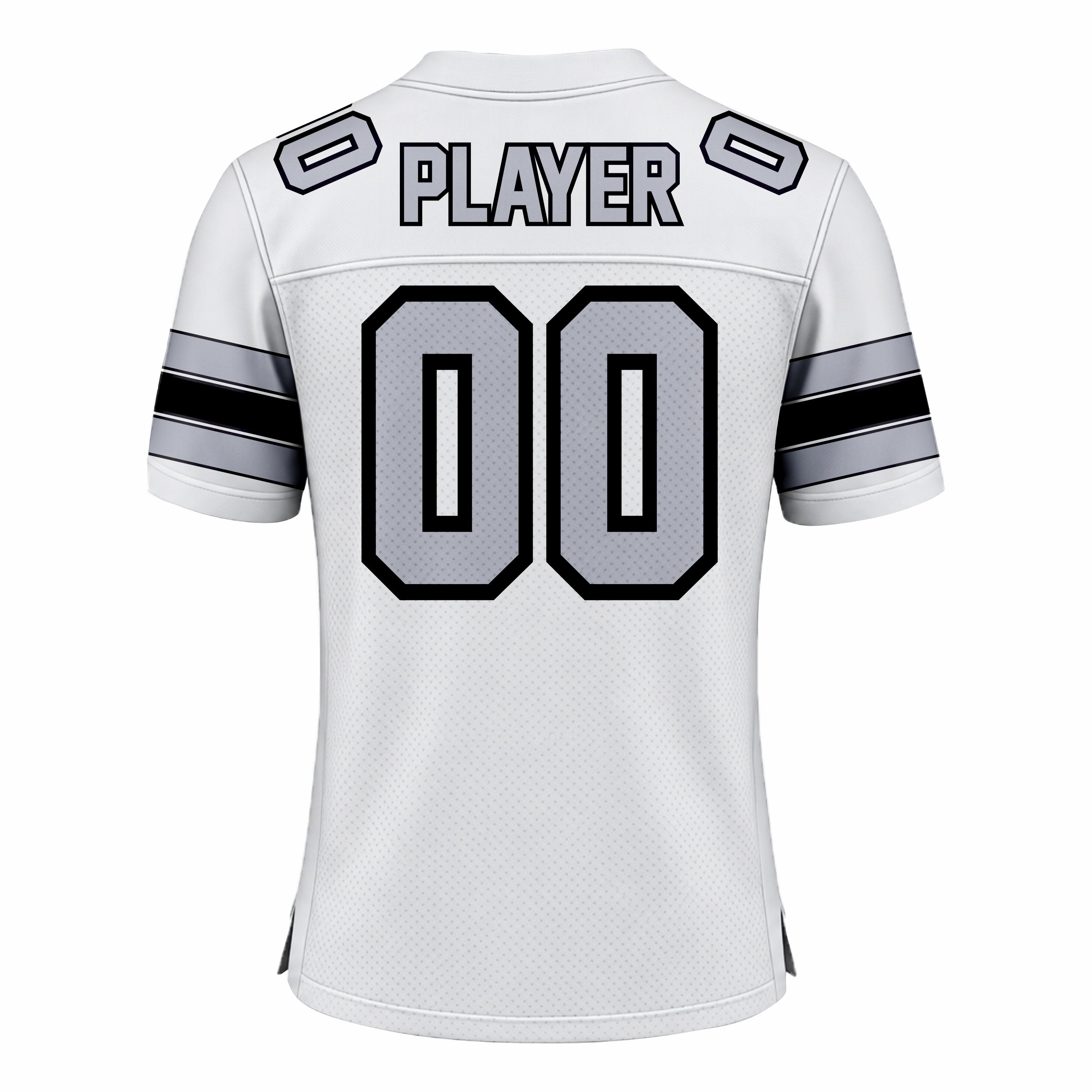 Custom White, Black & Grey American Football Fan Jersey