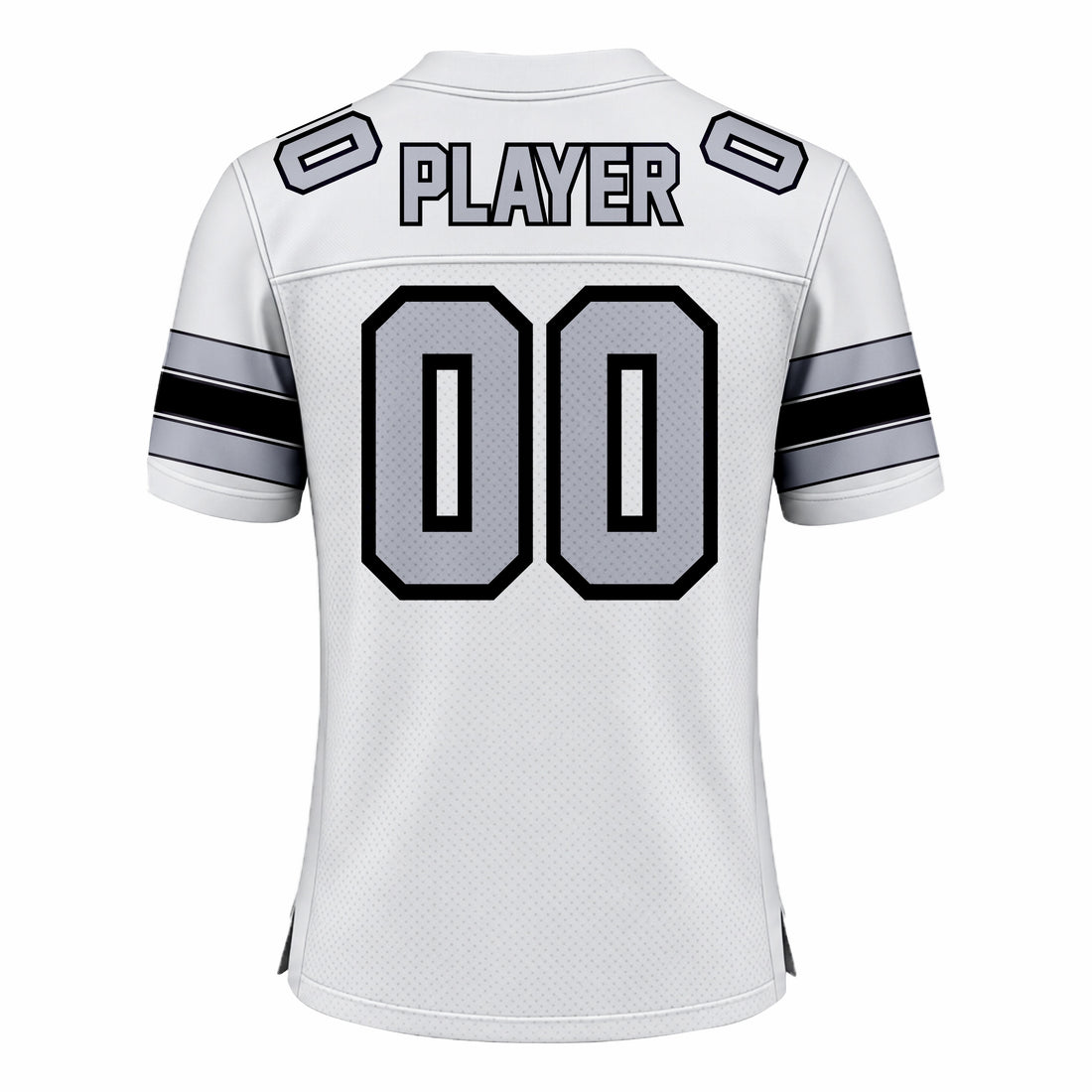Custom White, Black & Grey American Football Fan Jersey