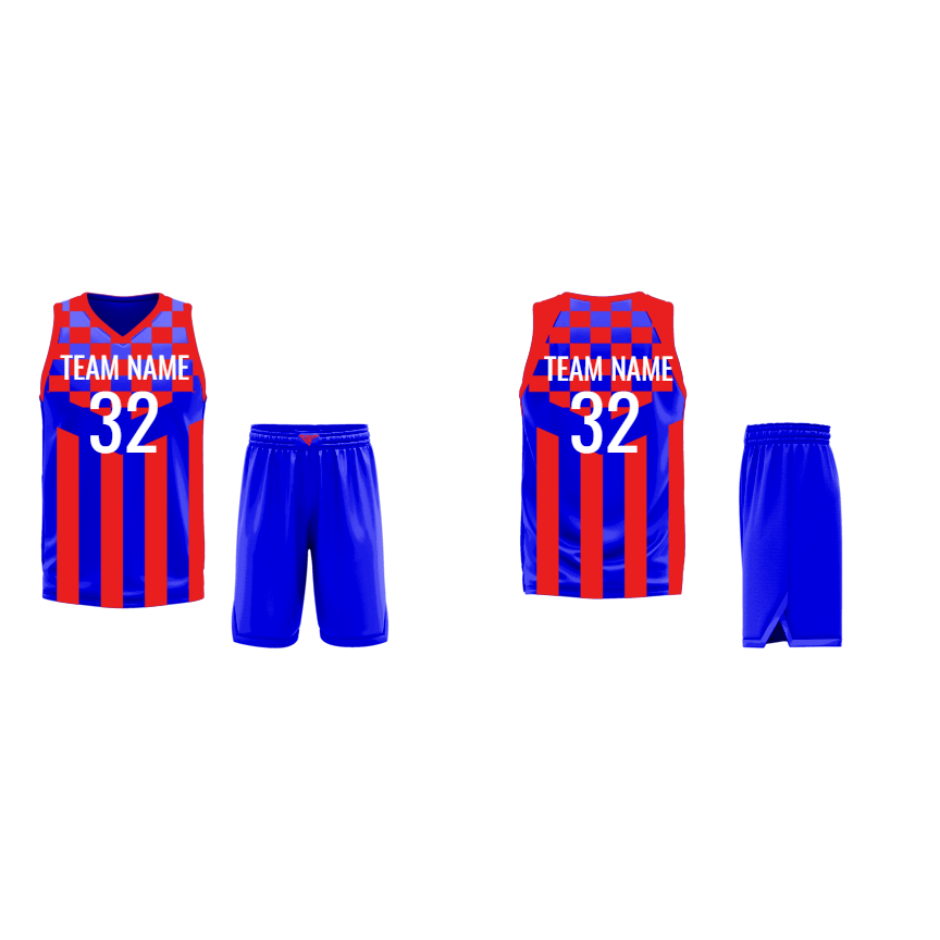 CUSTOM BLUE RED BASKETBALL UNIFORM