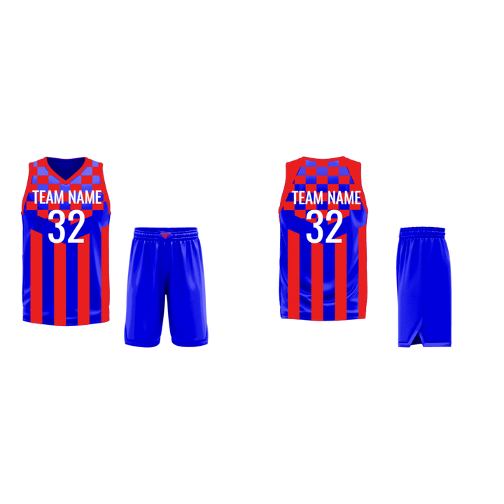 CUSTOM BLUE RED BASKETBALL UNIFORM