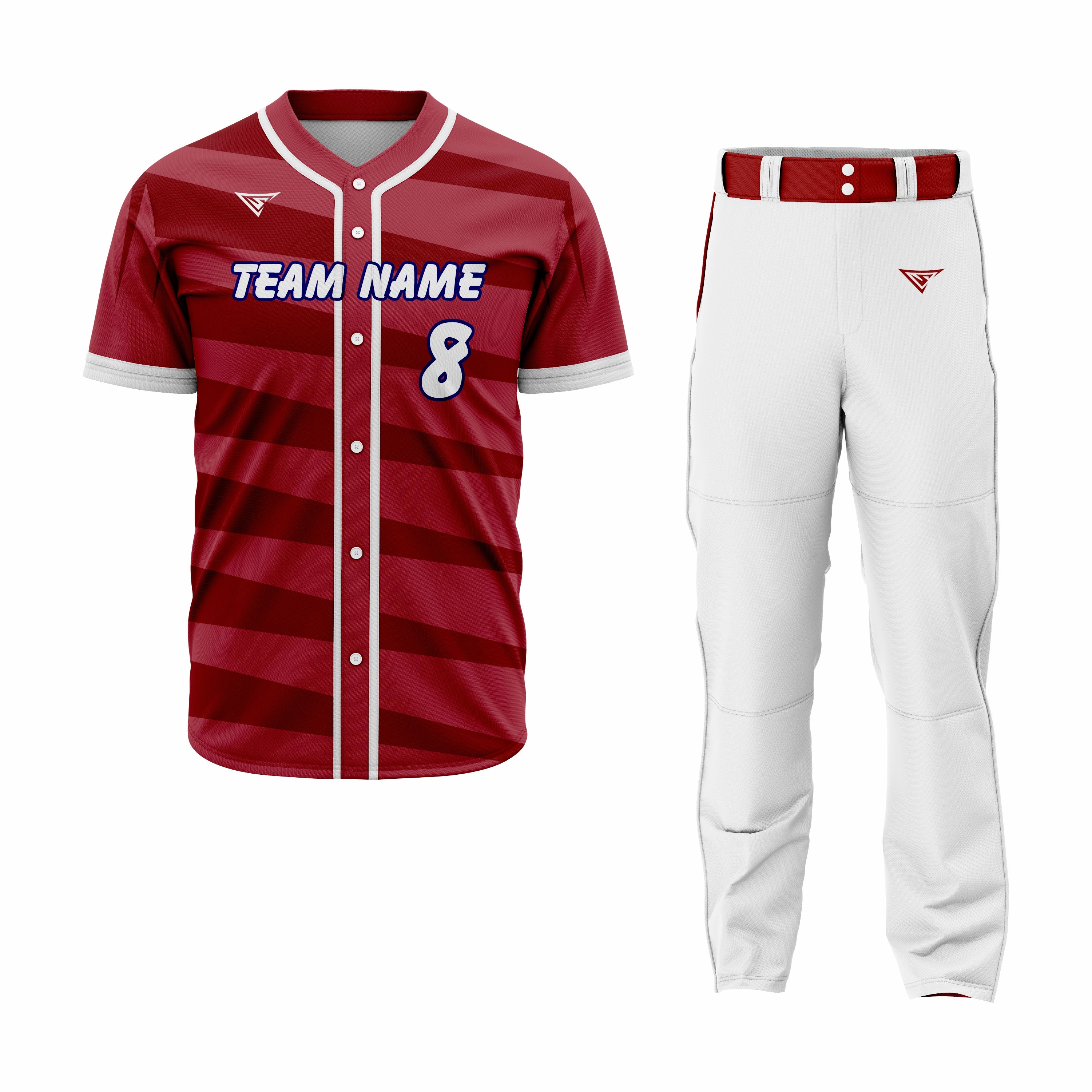 CUSTOM MAROON WHITE BASEBALL UNIFORM