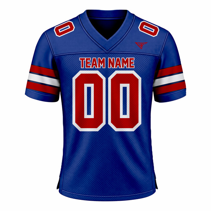 Custom Blue, Red & White American Football Fan Jersey