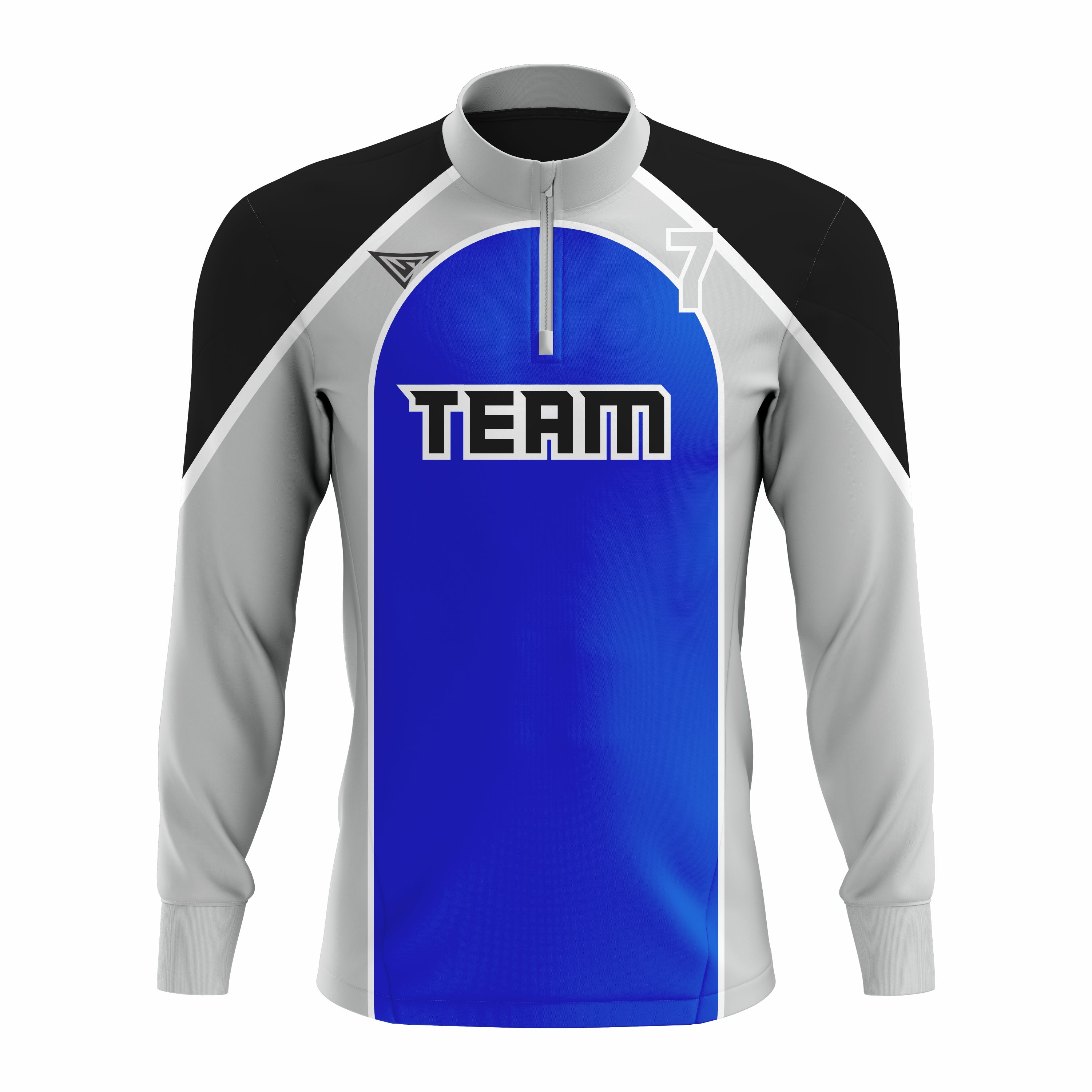 Custom Blue, Grey & Black ¼ ZIP LONG SLEEVE WARM UP SOFTBALL JACKET