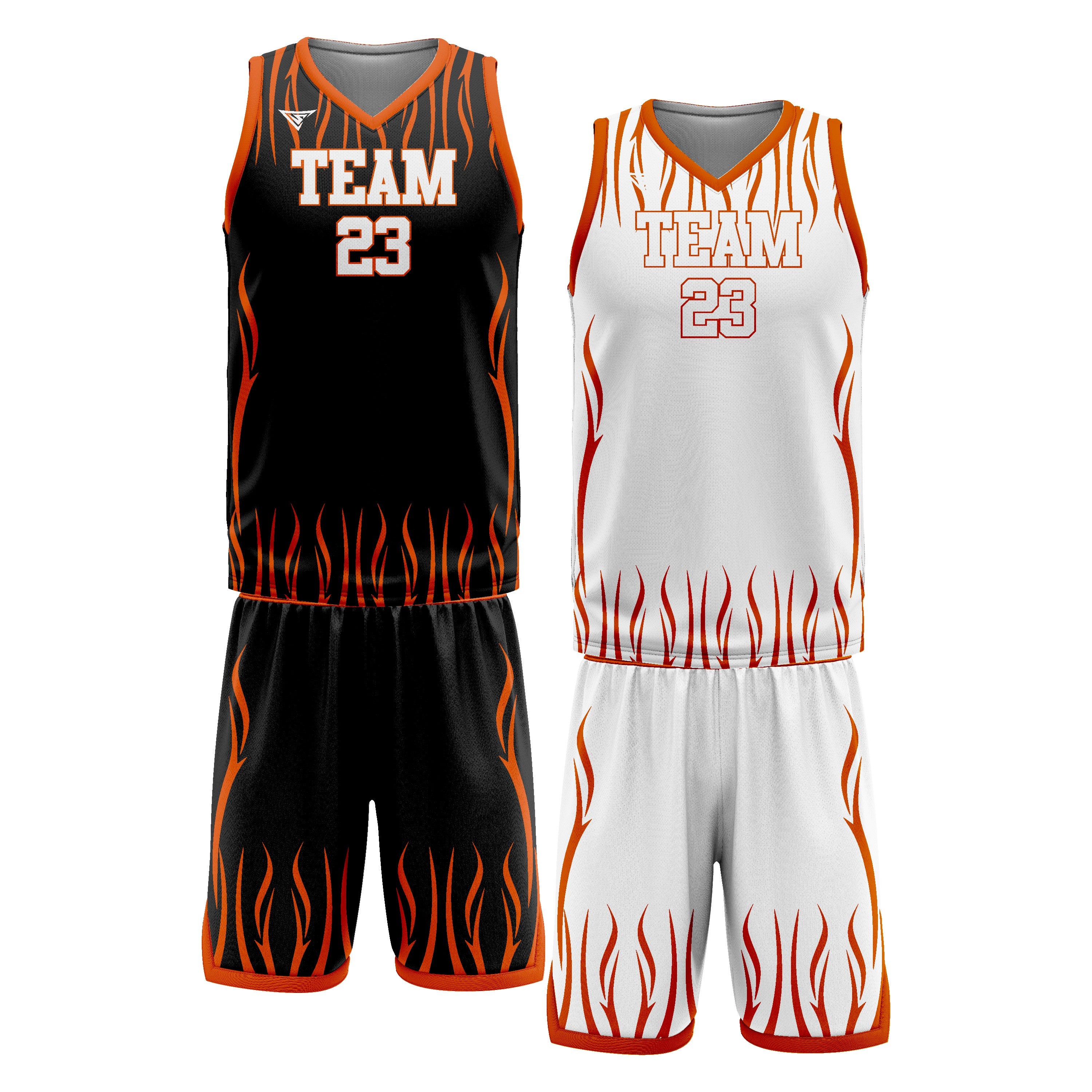 Custom Black Orange White  Double Side Basketball Uniform Set | Sports Custom Uniform