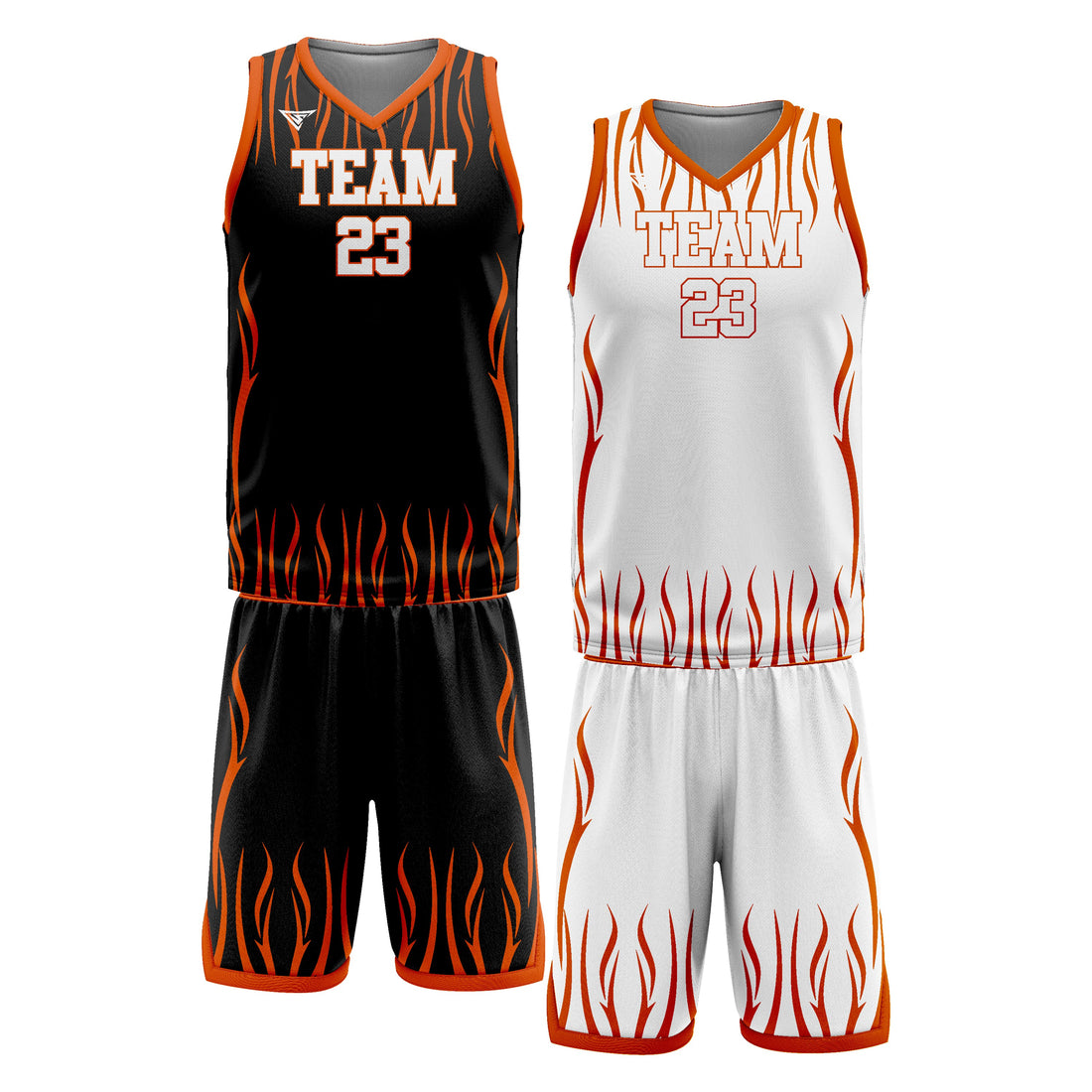 Custom Black Orange White  Double Side Basketball Uniform Set | Sports Custom Uniform