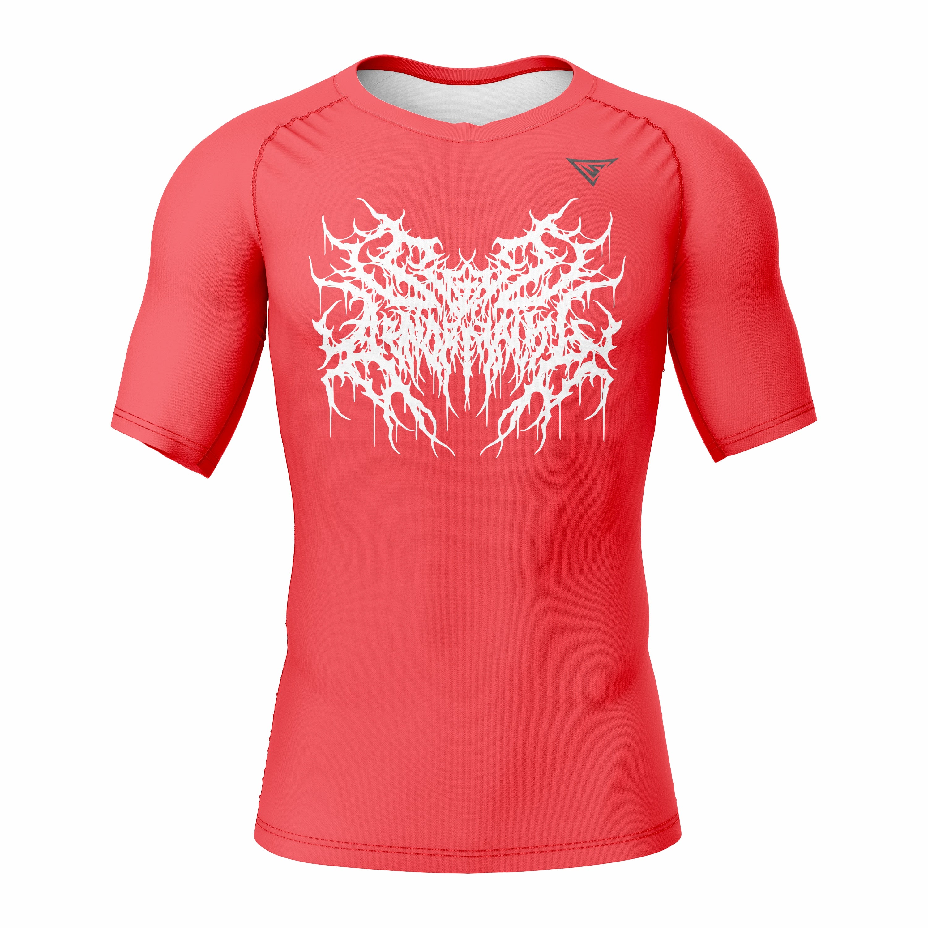 Custom Red white Authentic Short Sleeve Compression Shirt