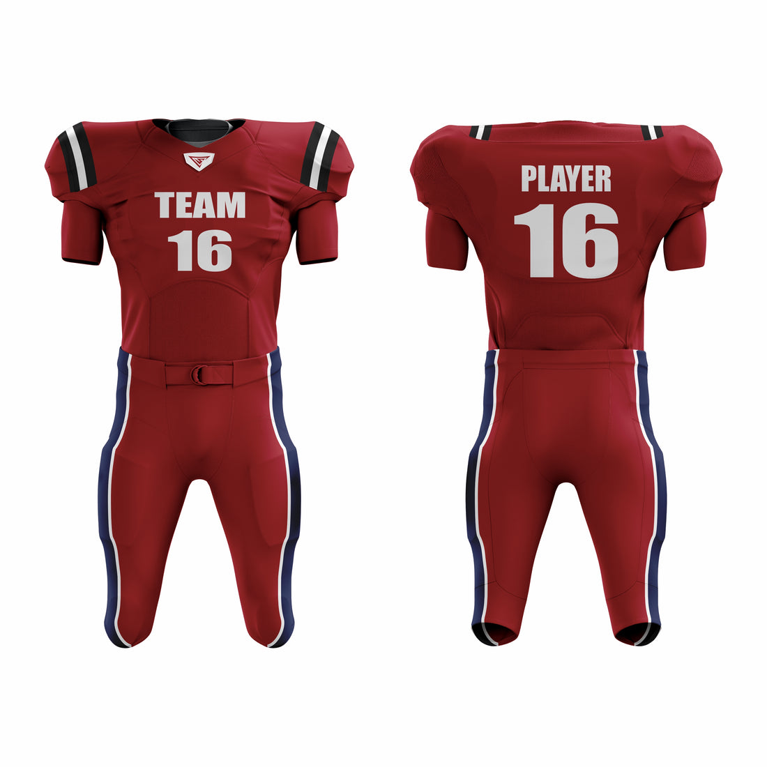 Custom Maroon Black white Authentic Football Uniform  (with Integrated Pads)
