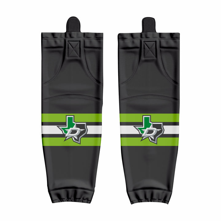 Custom White Black Green Hockey Socks