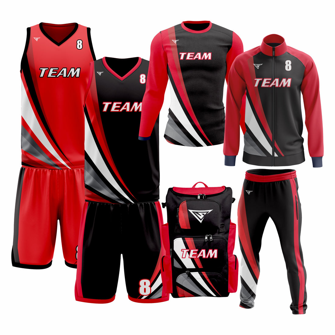 Custom Red Black Basketball Team Uniform Package - MVP