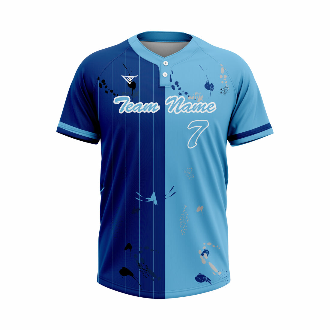 Custom Blue & Cyan Authentic Baseball two Buttons Jersey