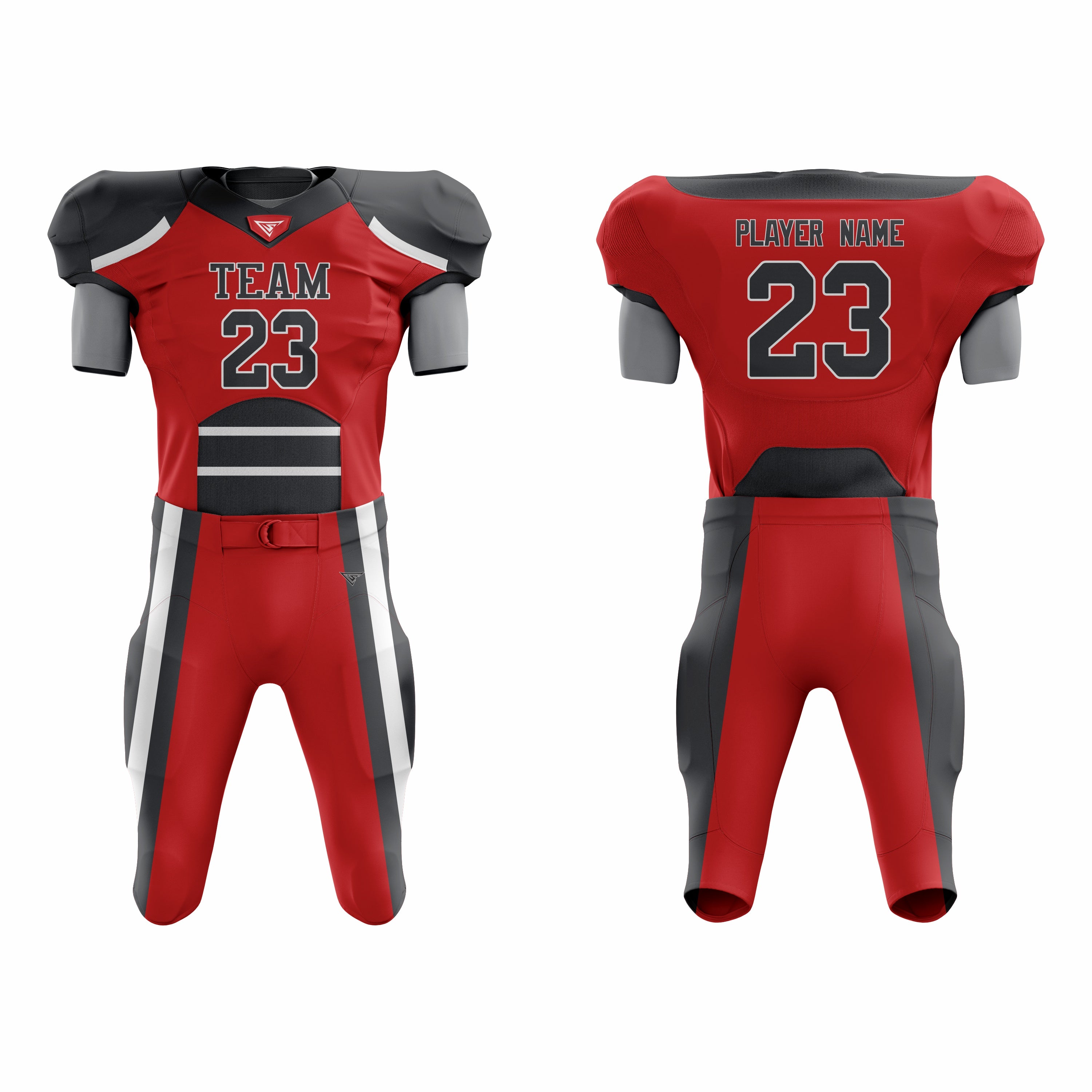 CUSTOM RED BLACK WHITE AMERICAN FOOTBALL UNIFORM