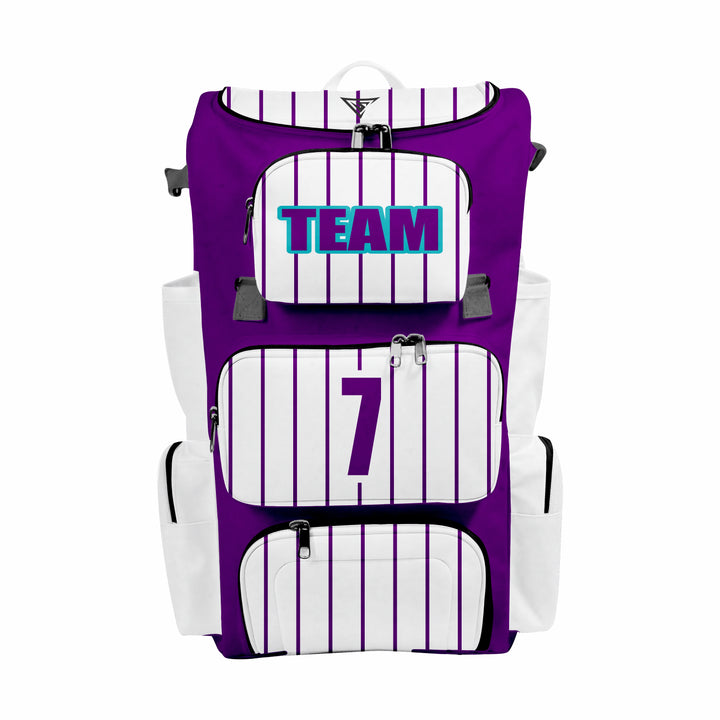 CUSTOM MAROON & WHITE ELITE BASEBALL/SOFTBALL BACKPACKS