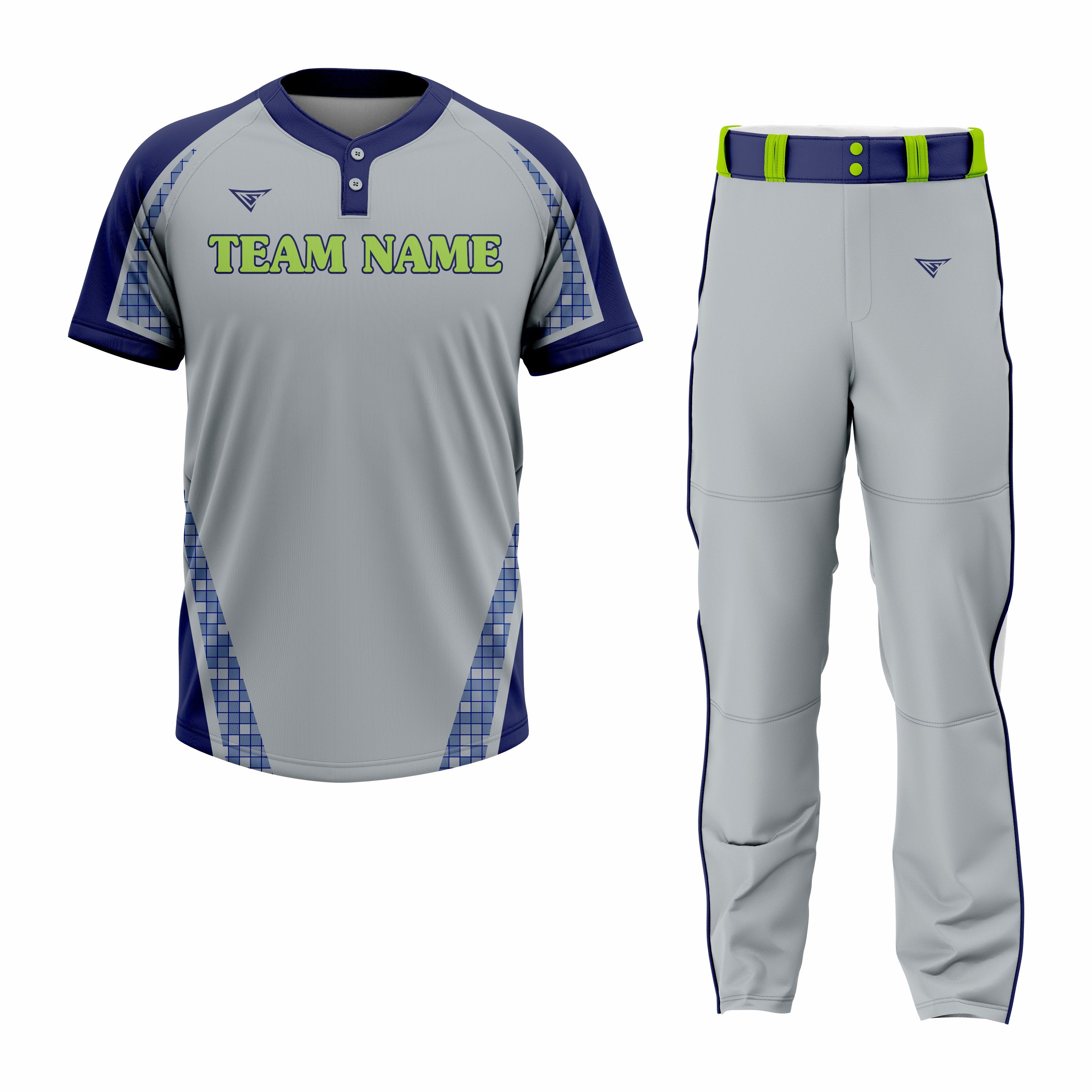 CUSTOM BLUE GREY BASEBALL UNIFORM