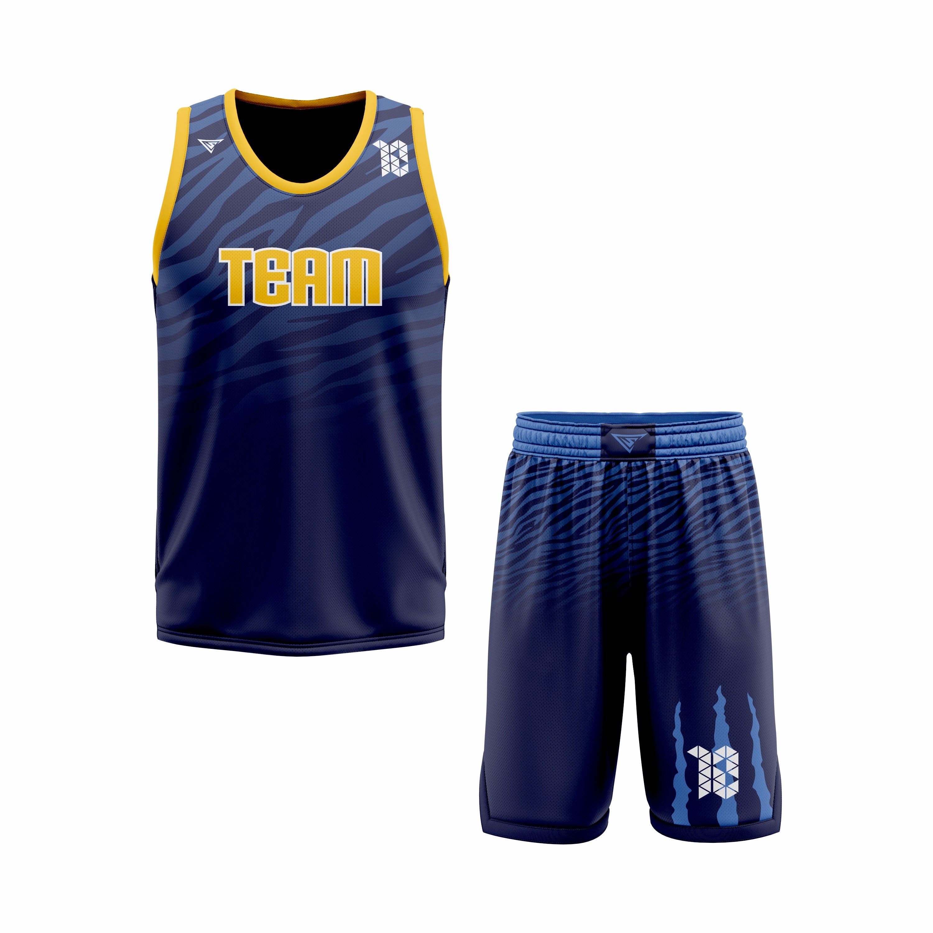 CUSTOM BLUE YELLOW BASKETBALL UNIFORM