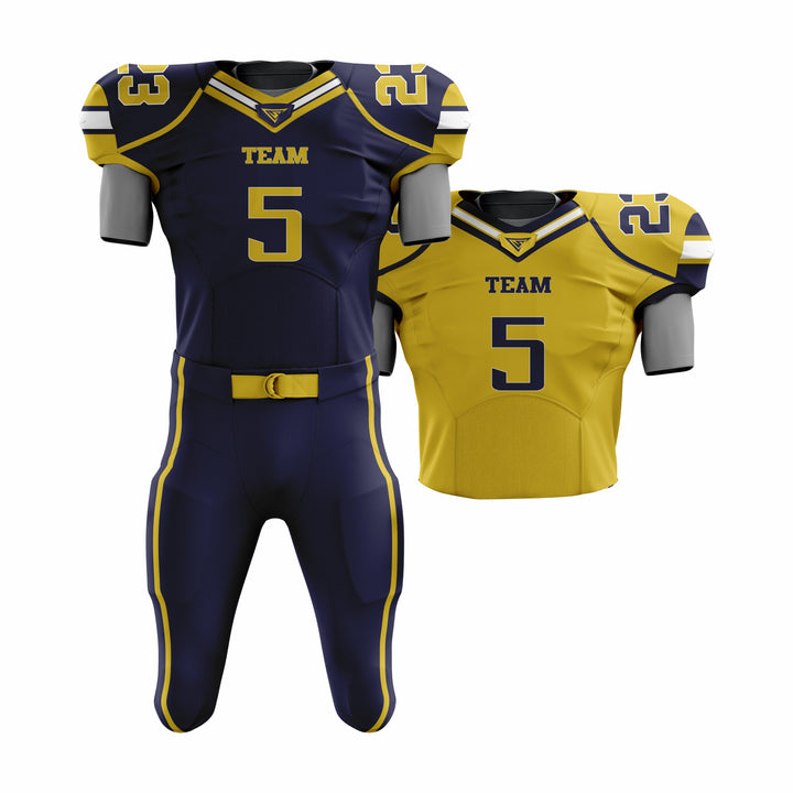 CUSTOM YELLOW, BLUE & WHITE AMERICAN FOOTBALL TEAM UNIFORM PACKAGE PRO