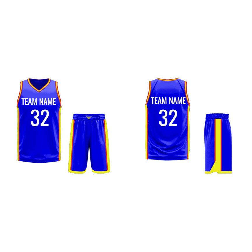CUSTOM BLUE YELLOW BASKETBALL UNIFORM