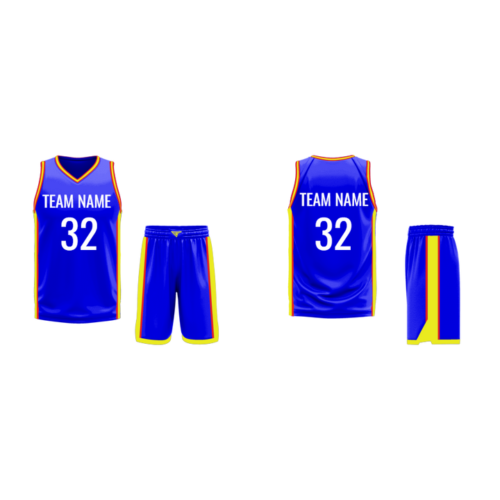CUSTOM BLUE YELLOW BASKETBALL UNIFORM