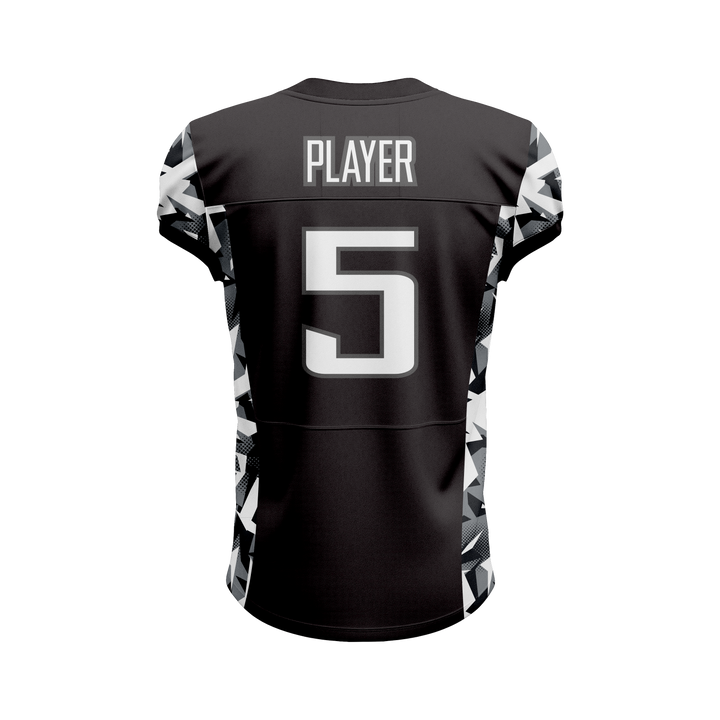 Custom Black & White Camo American Football Jersey