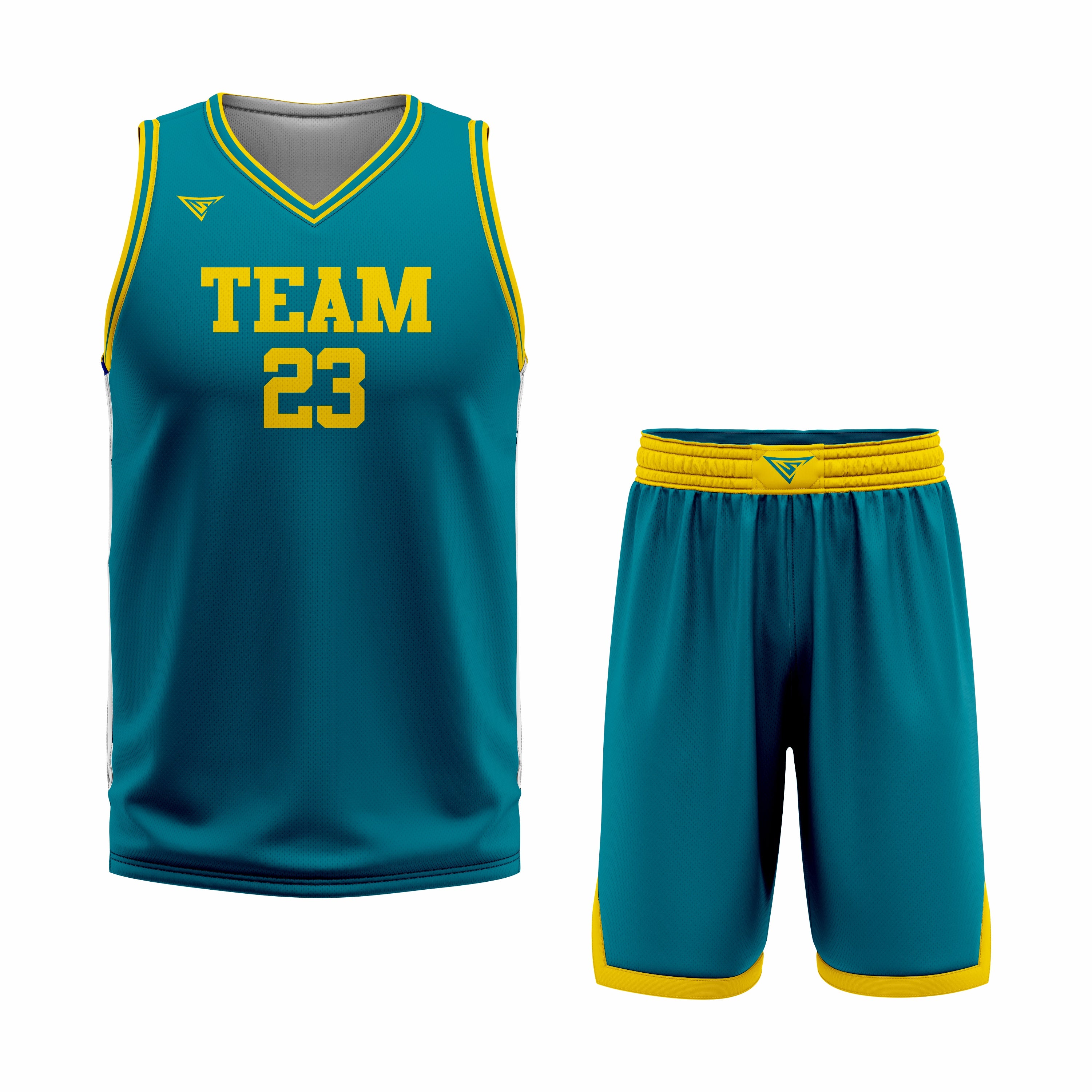 CUSTOM TEAL YELLOW BASKETBALL UNIFORM