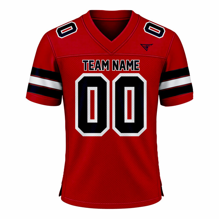 Custom Red, Black & White American Football Fan Jersey