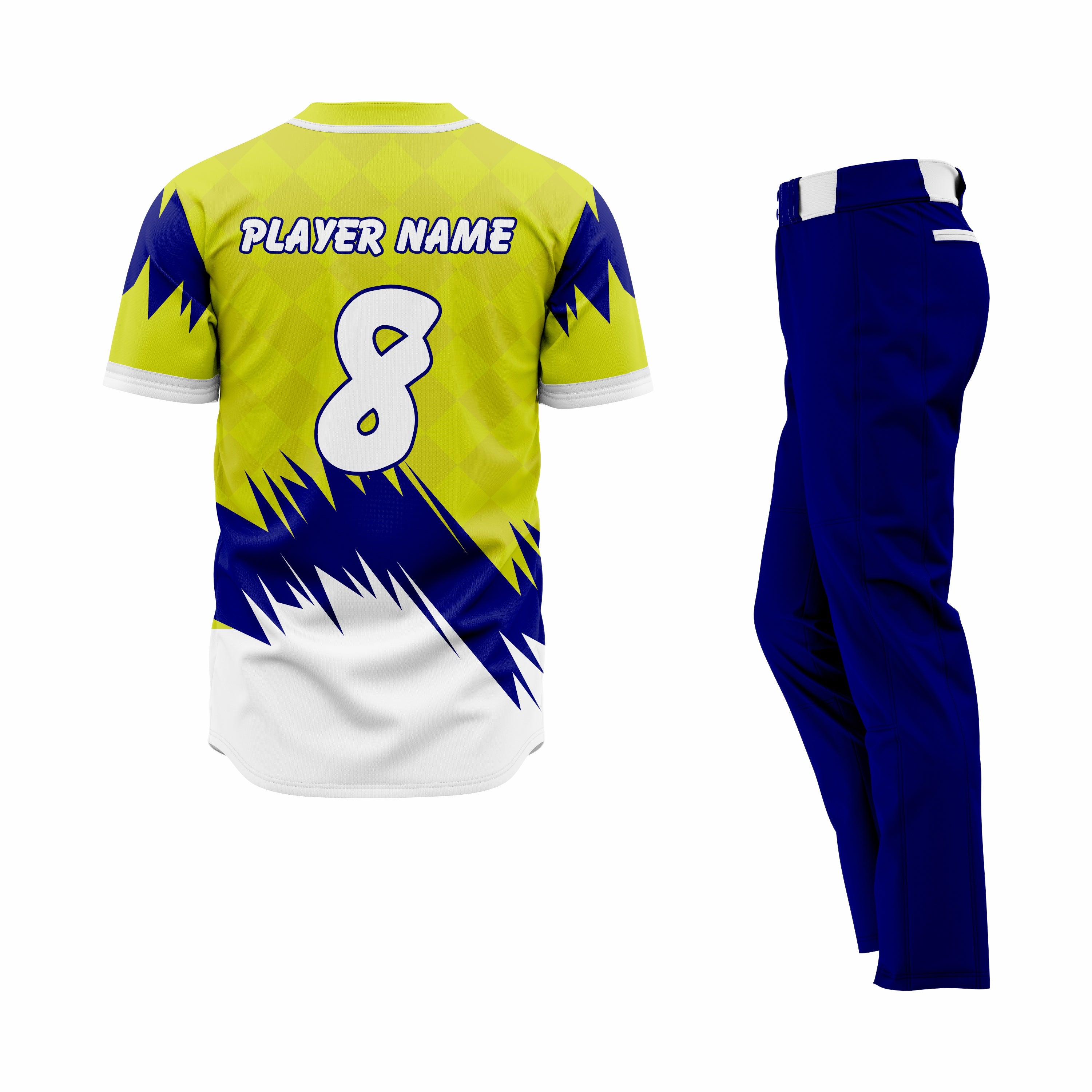 CUSTOM GREEN WHITE BLUE BASEBALL UNIFORM