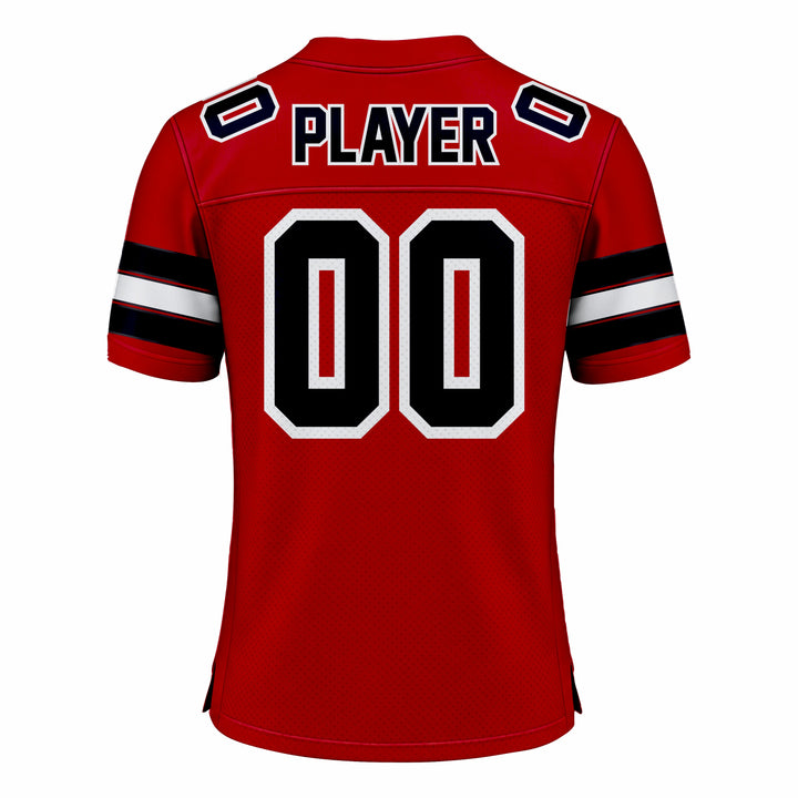 Custom Red, Black & White American Football Fan Jersey