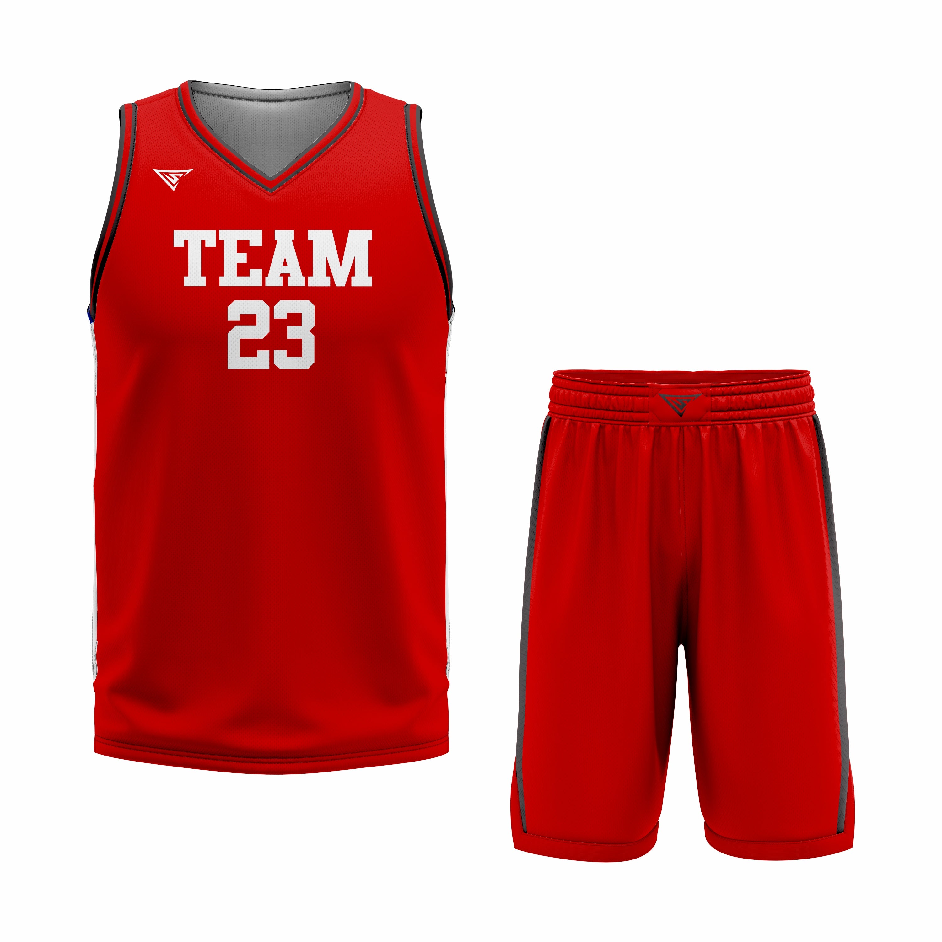 CUSTOM RED WHITE BASKETBALL UNIFORM