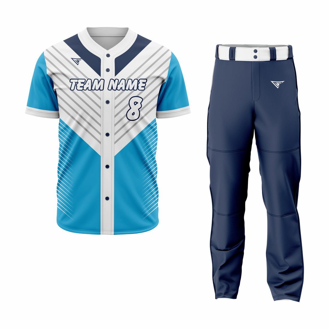 Custom Cyan, White & Blue Authentic Baseball Uniform