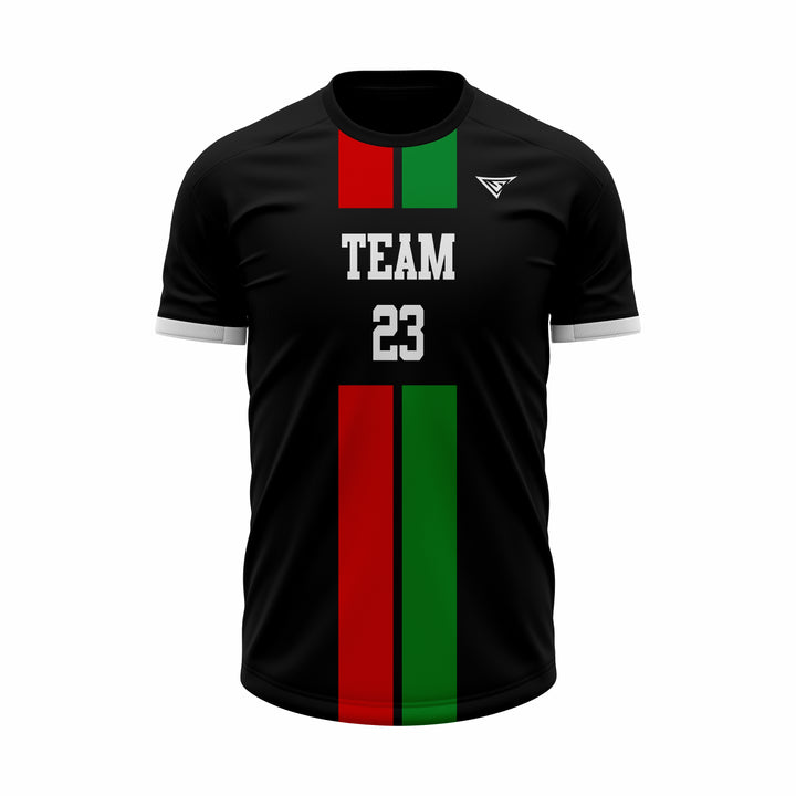 Custom Black, Red & Green Sublimation Soccer Jersey