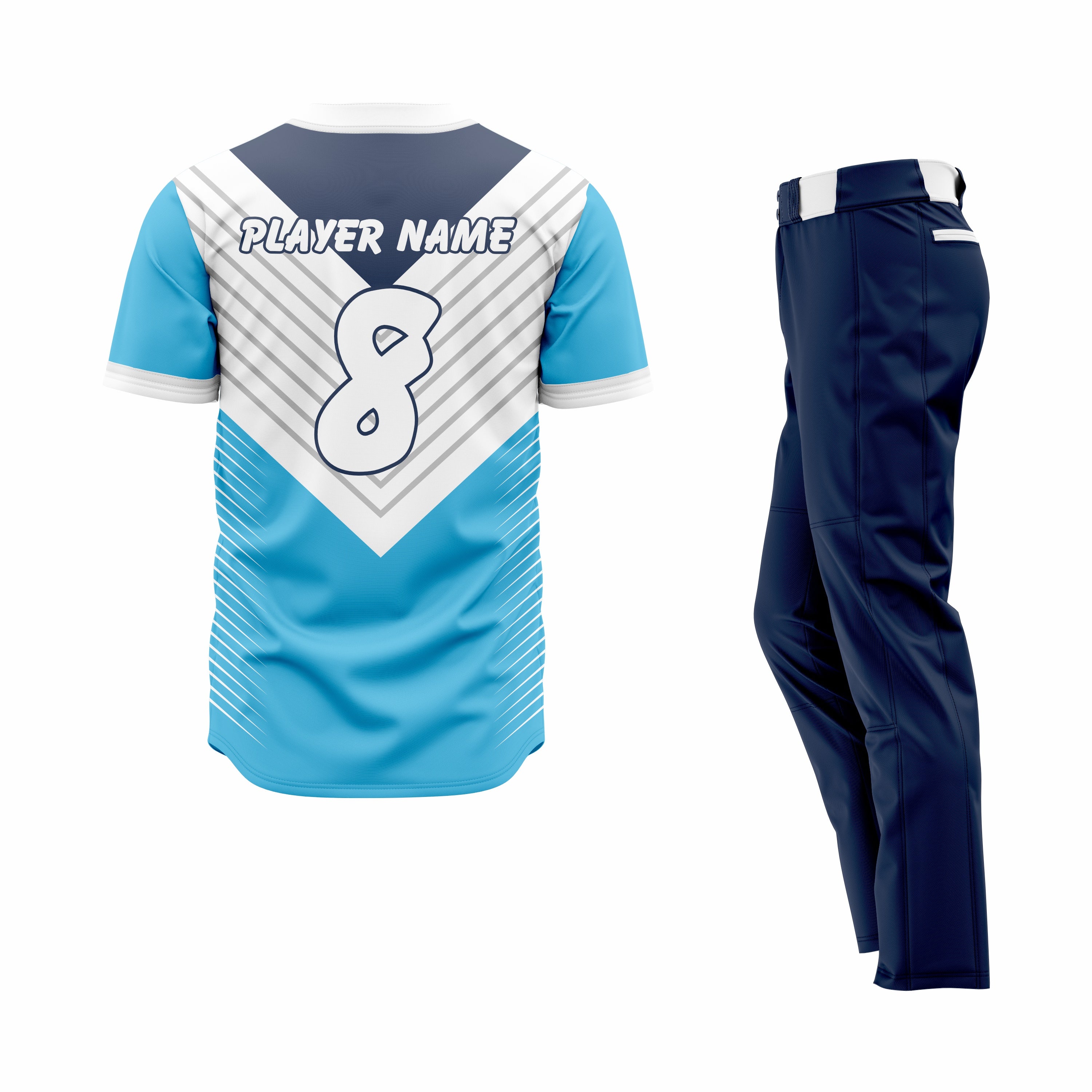 Custom Cyan, White & Blue Authentic Baseball Uniform
