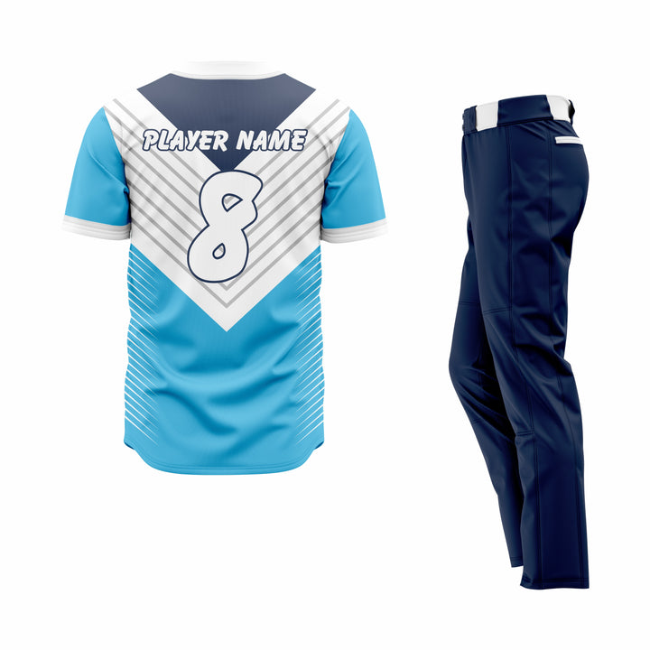 Custom Cyan, White & Blue Authentic Baseball Uniform
