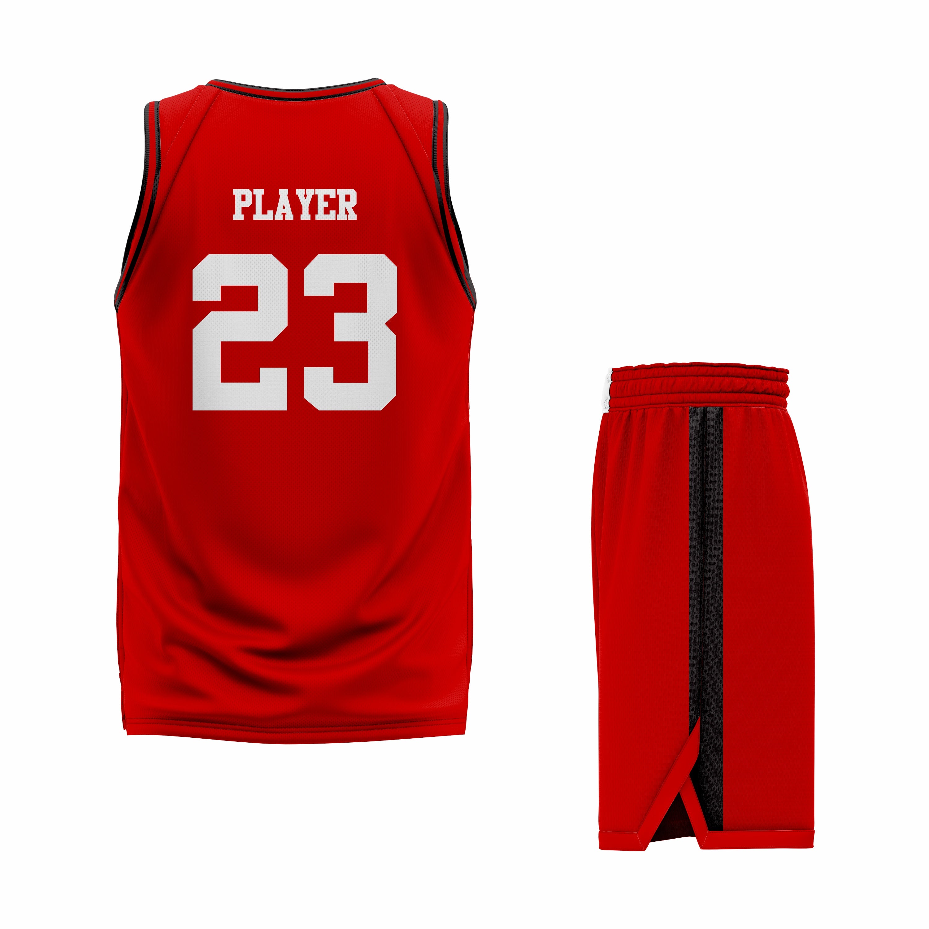 CUSTOM RED WHITE BASKETBALL UNIFORM