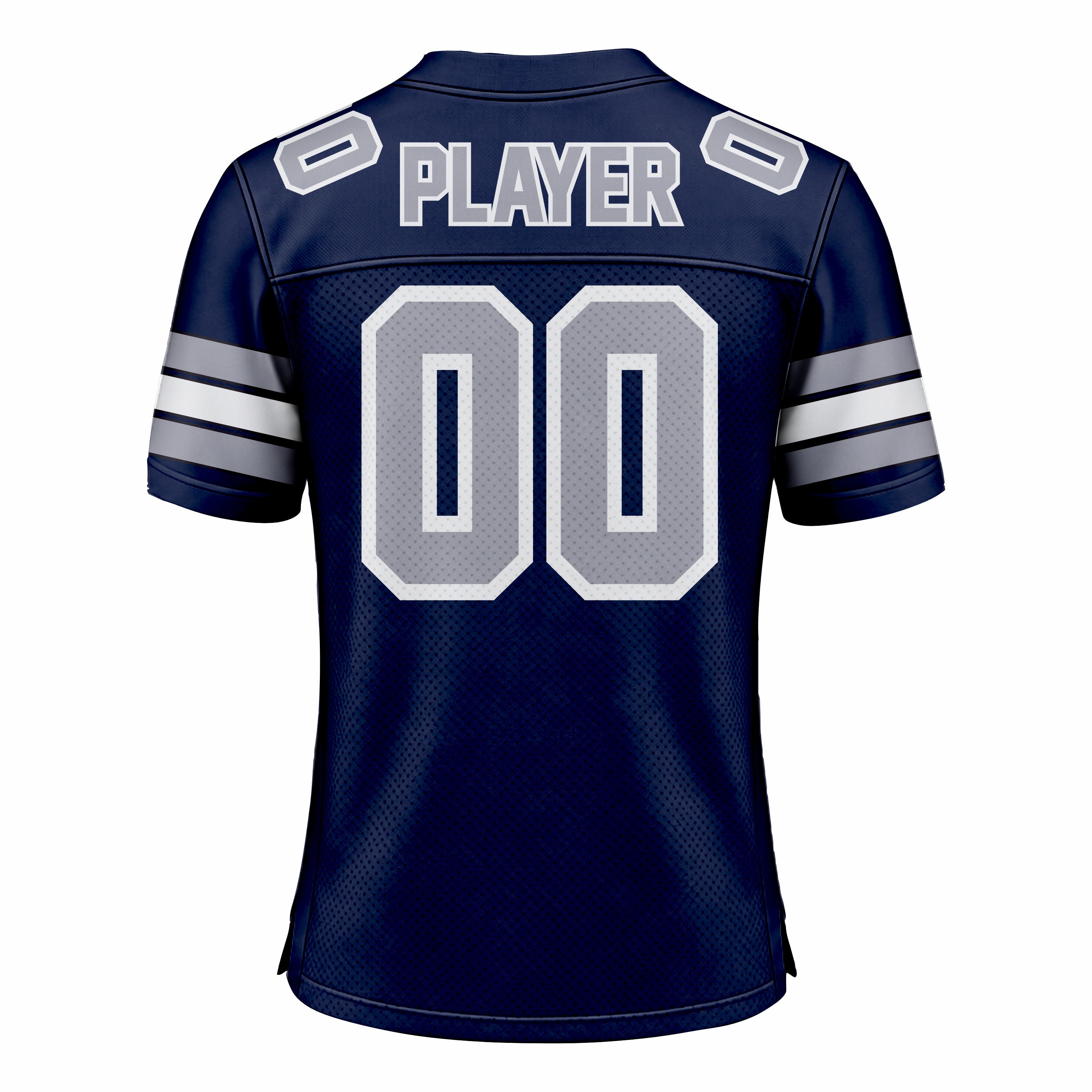 Custom Dark Blue, Grey & White American Football Fan Jersey