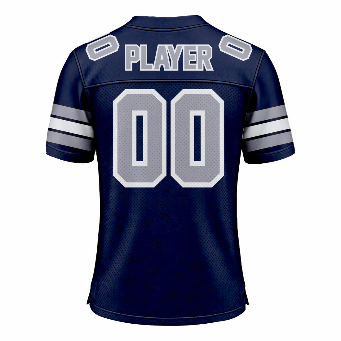 Custom Dark Blue, Grey & White American Football Fan Jersey