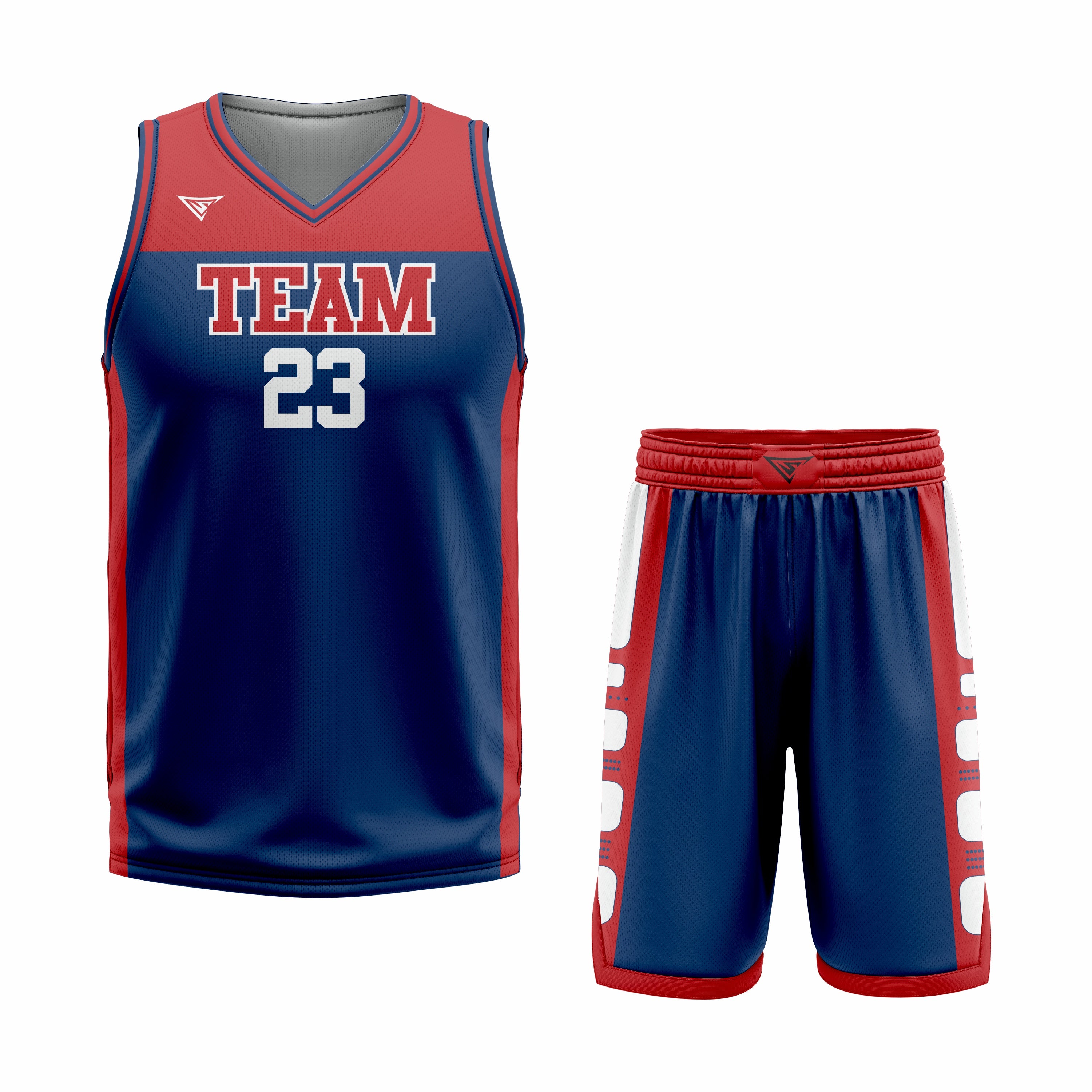 CUSTOM BLUE RED BASKETBALL UNIFORM