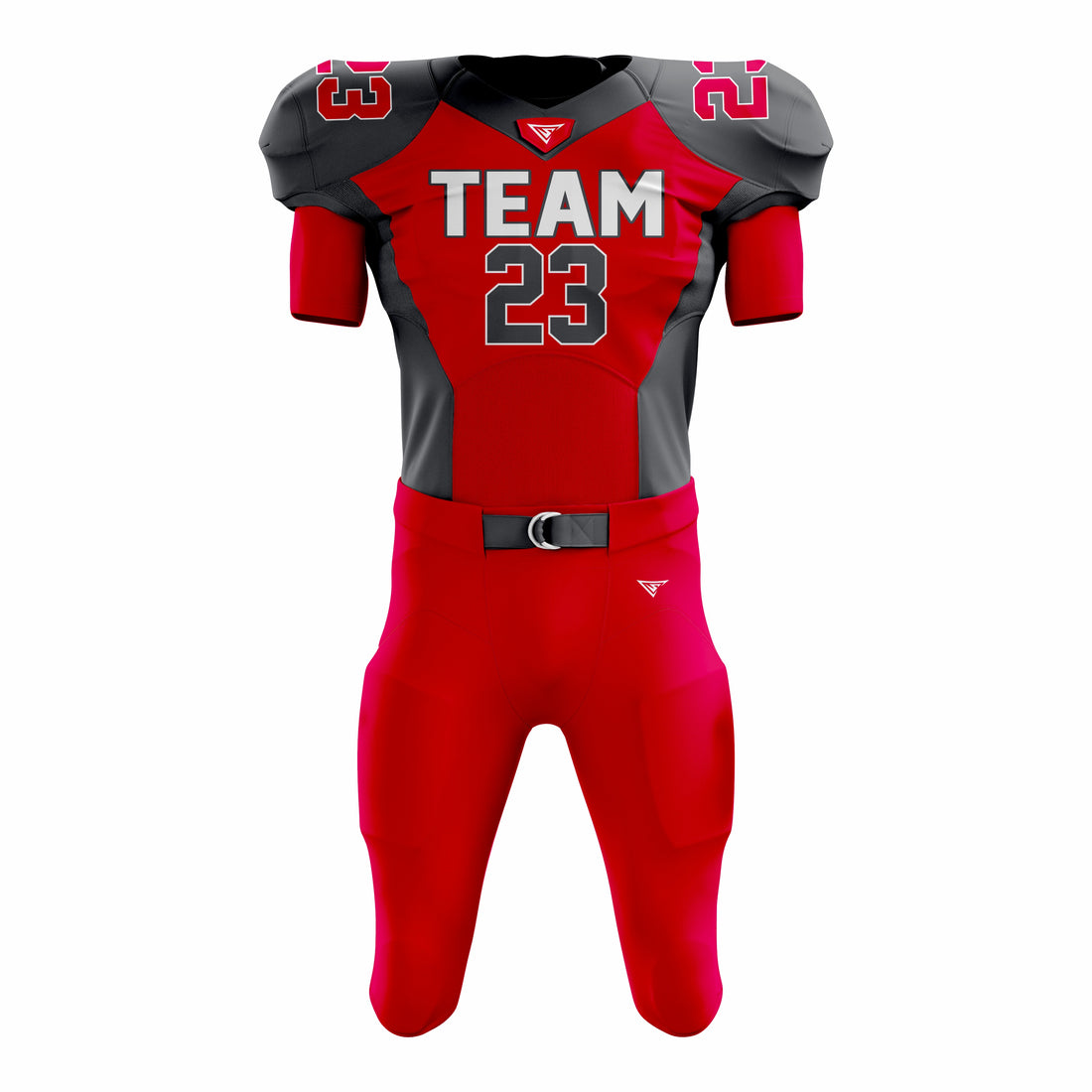Custom Red Black American Football Uniforms with Integrated Pads