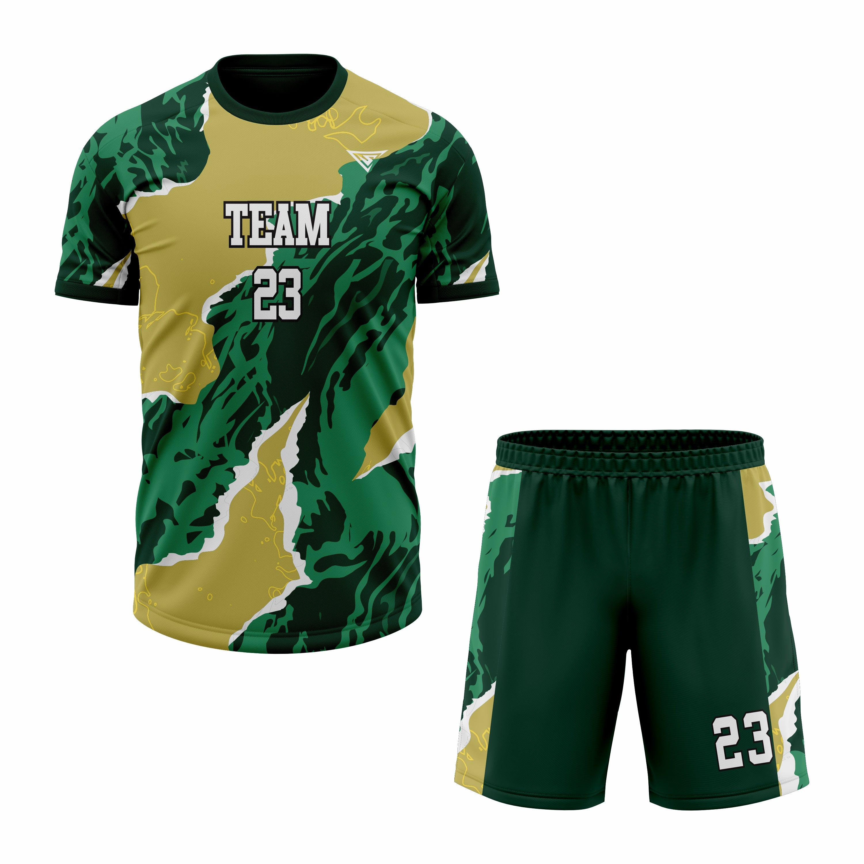 CUSTOM GREEN MUSTARD SOCCER UNIFORM