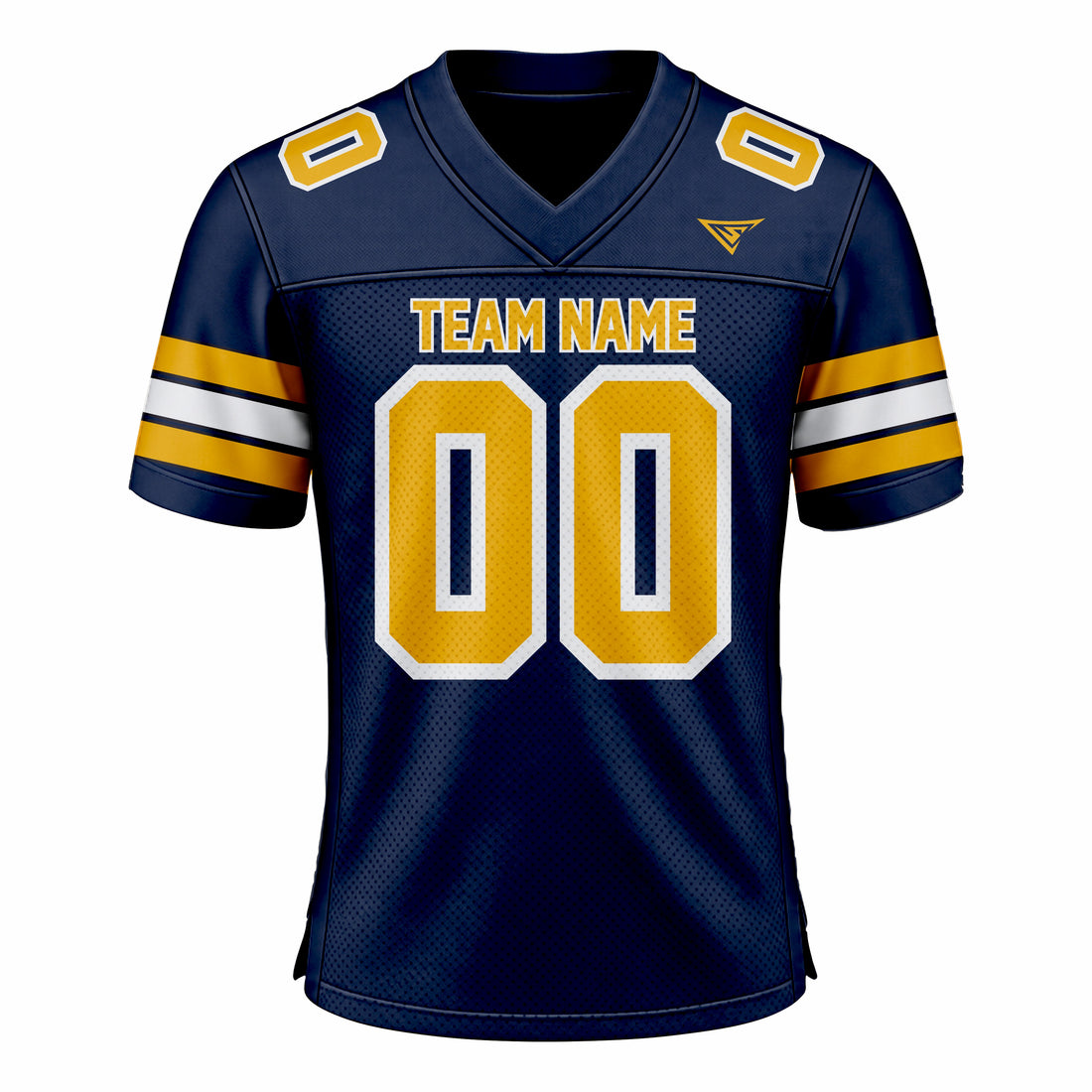 Custom Dark Blue, Yellow & White American Football Fan Jersey