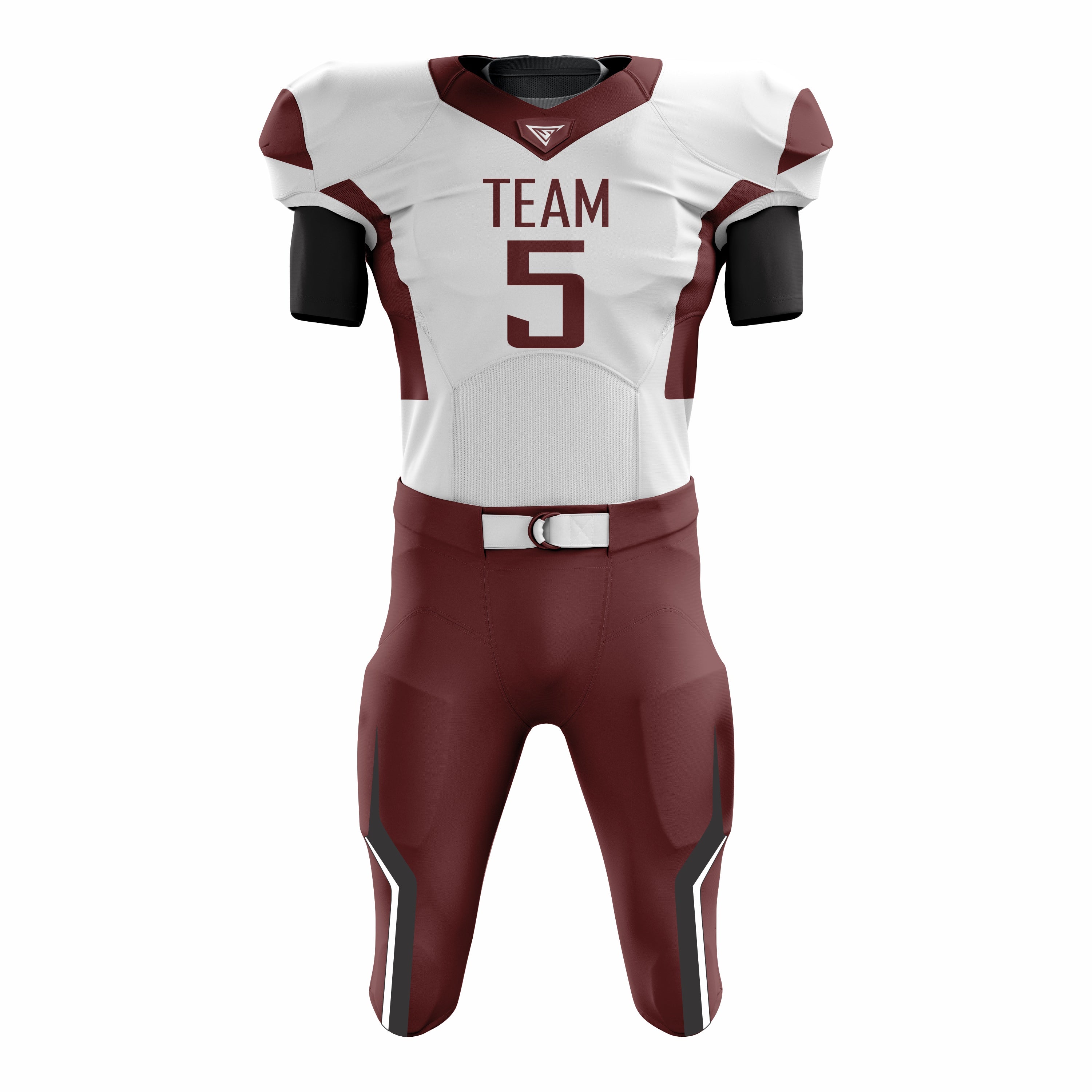 Custom Maroon White American Football Uniforms with Integrated Pads