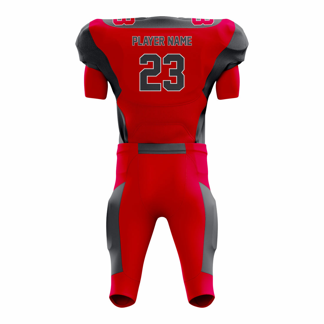 Custom Red Black American Football Uniforms with Integrated Pads
