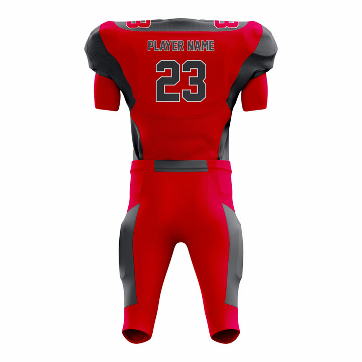 Custom Red Black American Football Uniforms with Integrated Pads