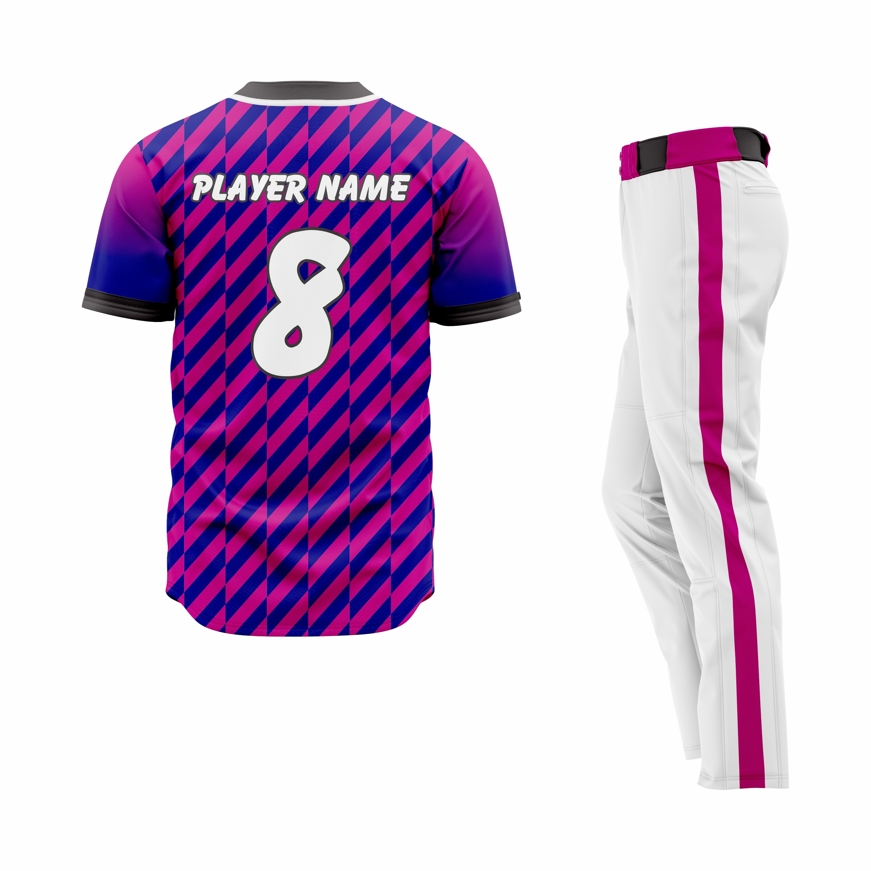 CUSTOM WHITE PURPLE ROYAL BASEBALL UNIFORM