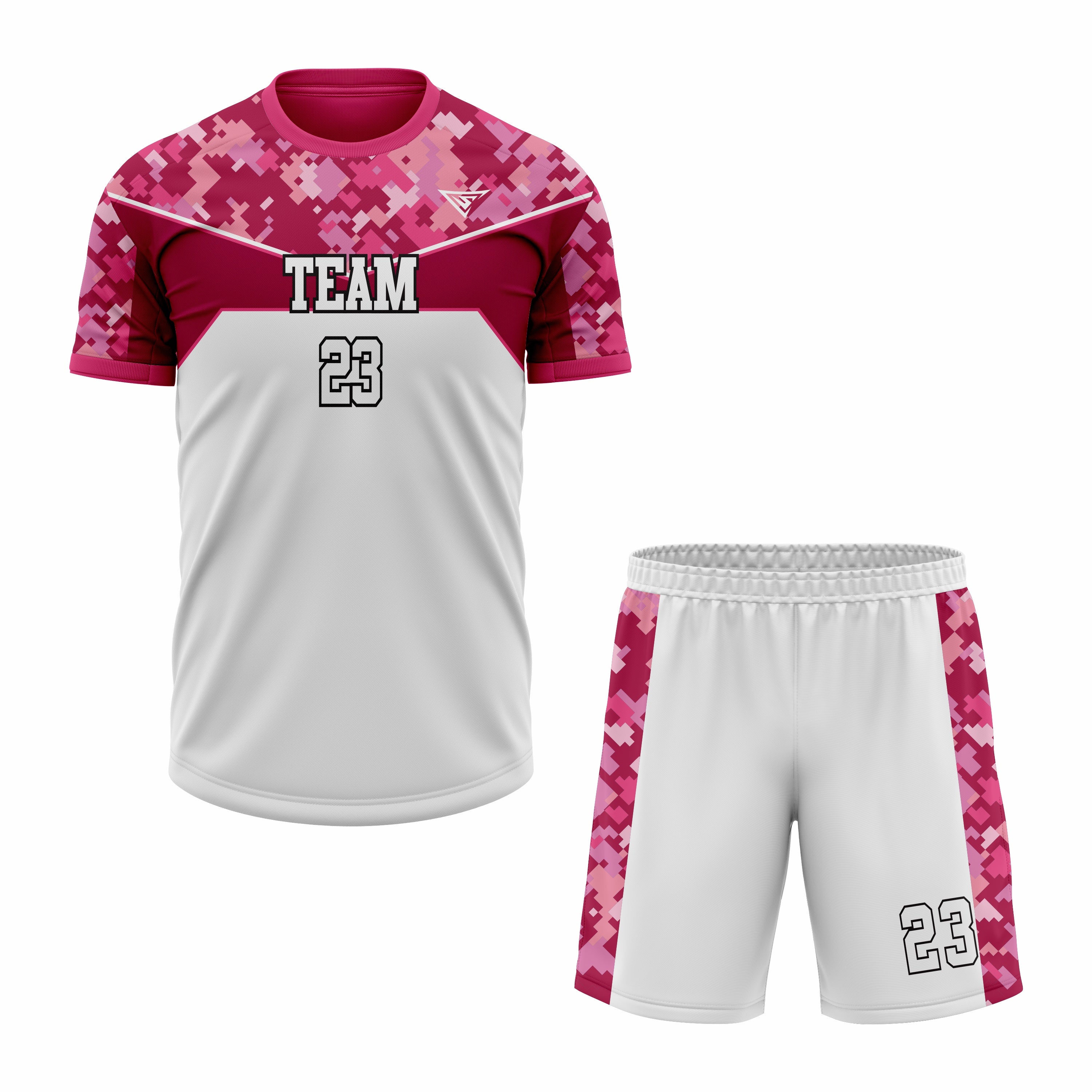 CUSTOM WHITE RED PINK SOCCER UNIFORM