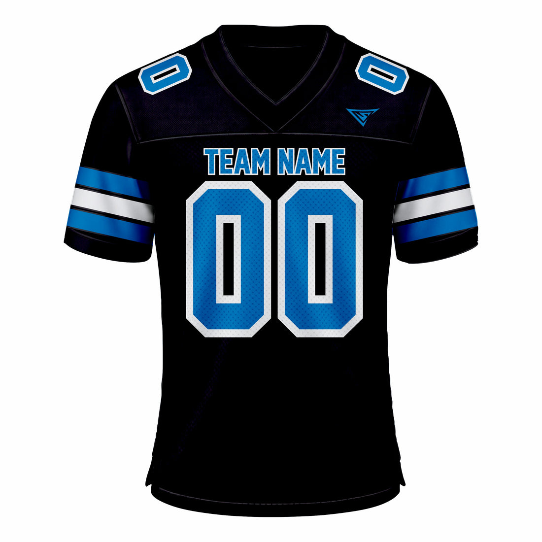 Custom Black, Blue & White American Football Fan Jersey