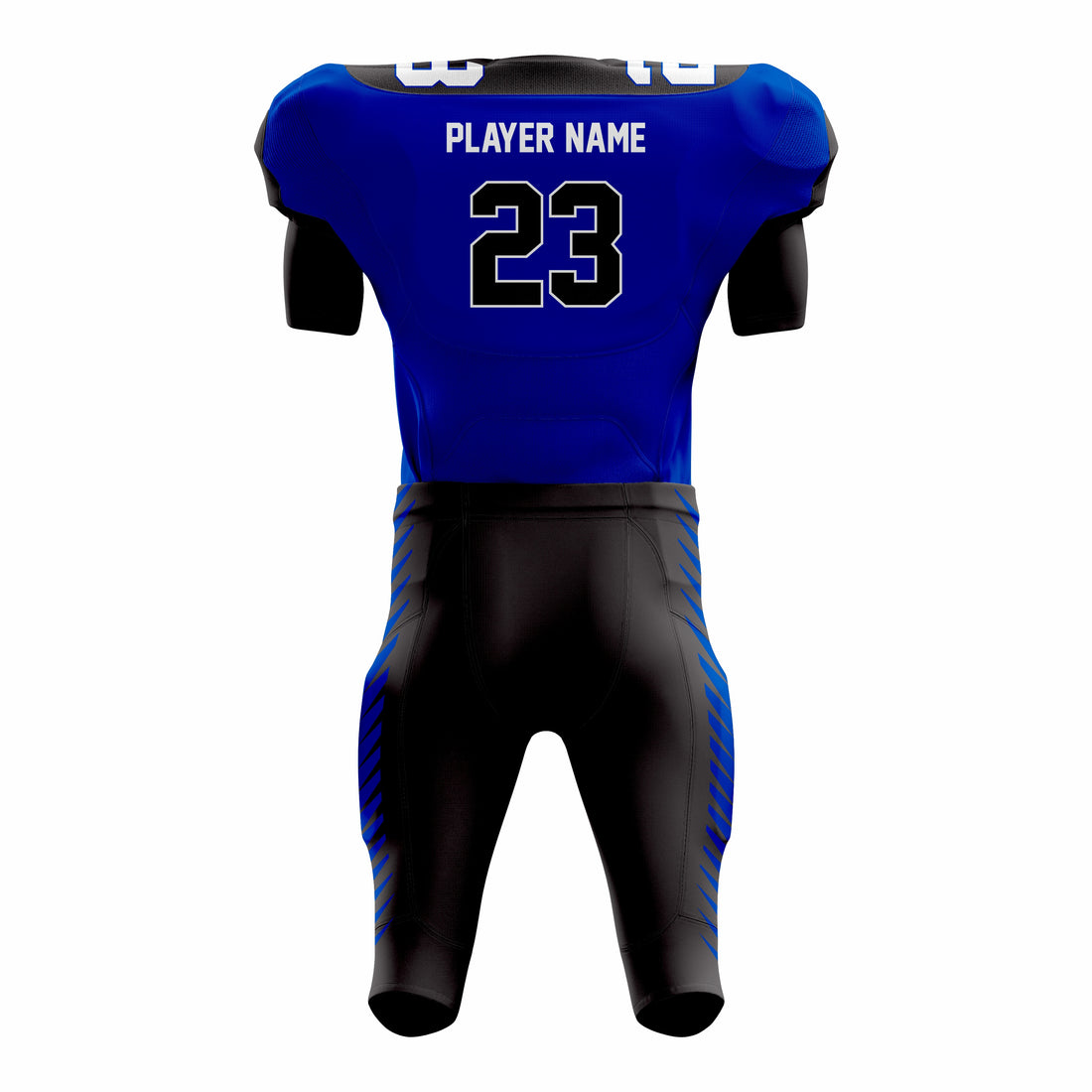 Custom Black Blue American Football Uniforms with Integrated Pads