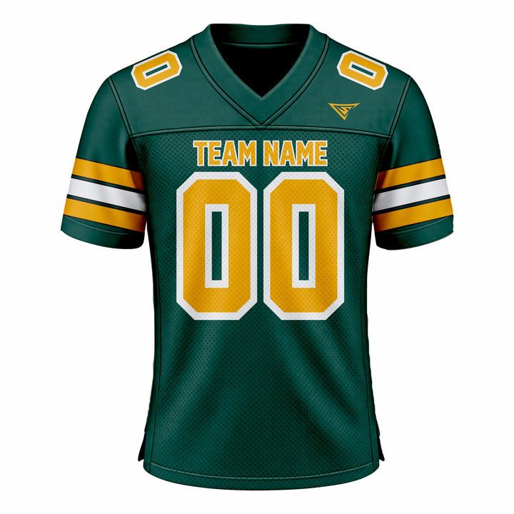 Custom Green, Yellow & White American Football Fan Jersey