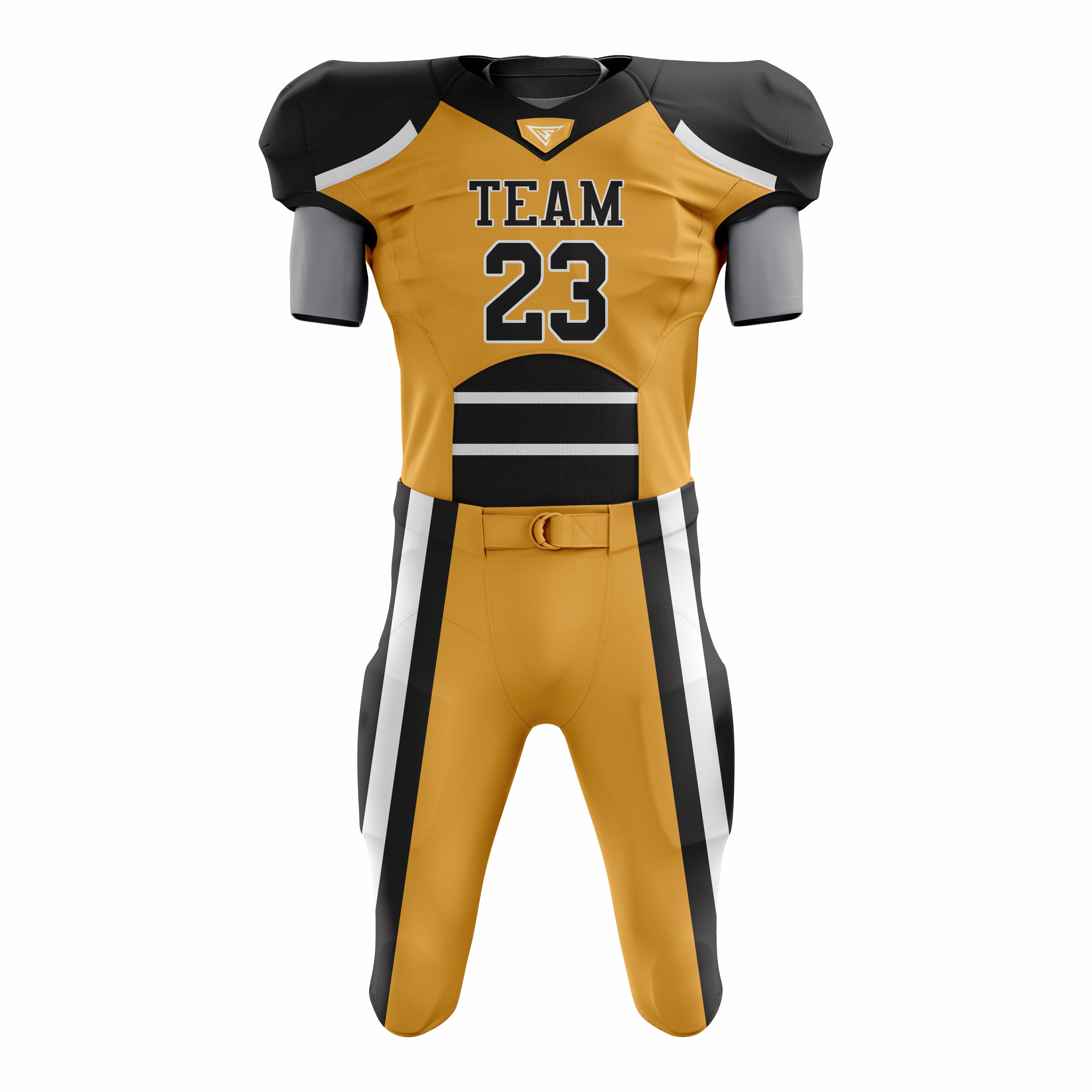 Custom Yellow Black American Football Uniforms with Integrated Pads
