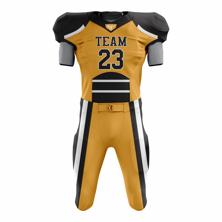 Custom Yellow Black American Football Uniforms with Integrated Pads