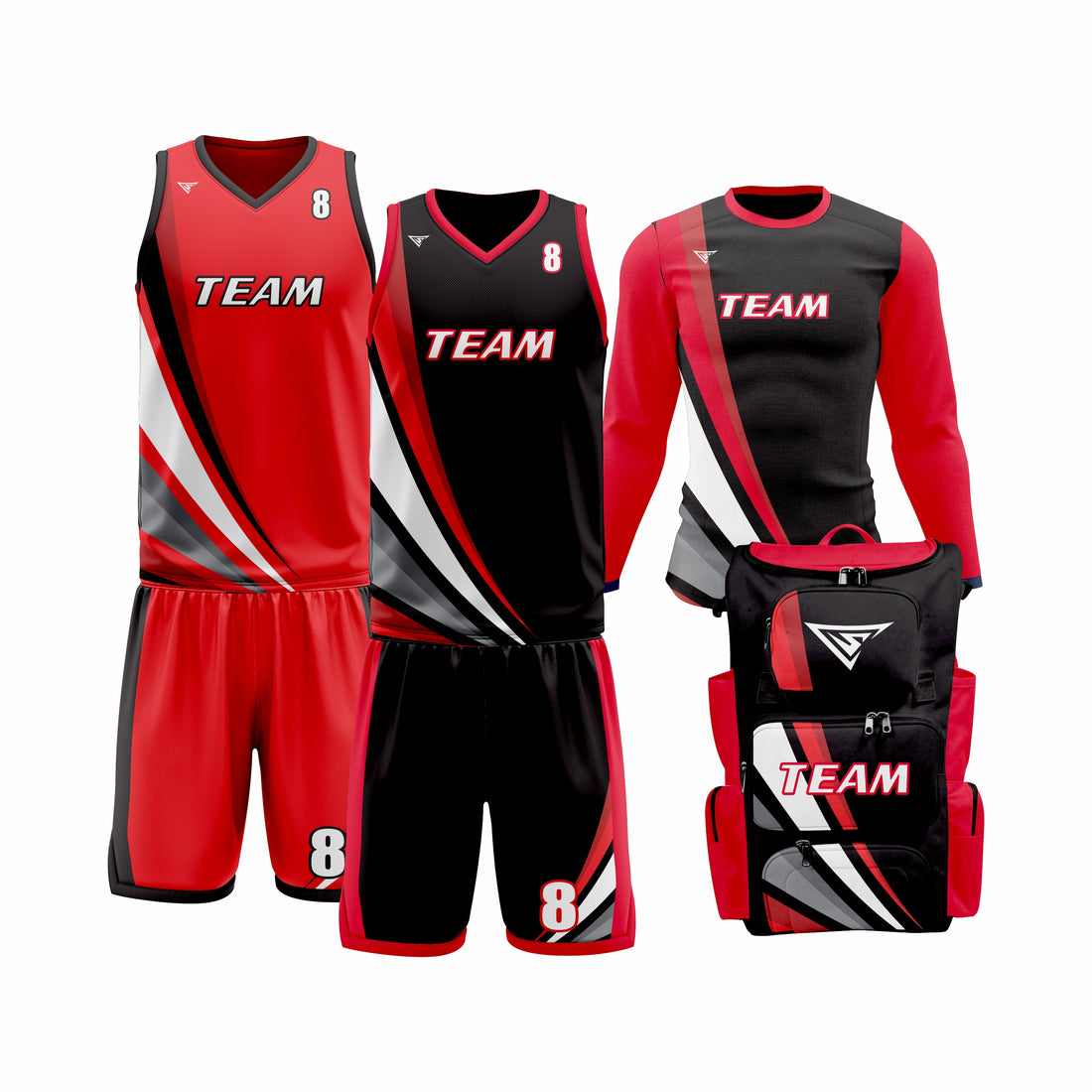 Custom Red Black Basketball Team Uniform Package - Pro