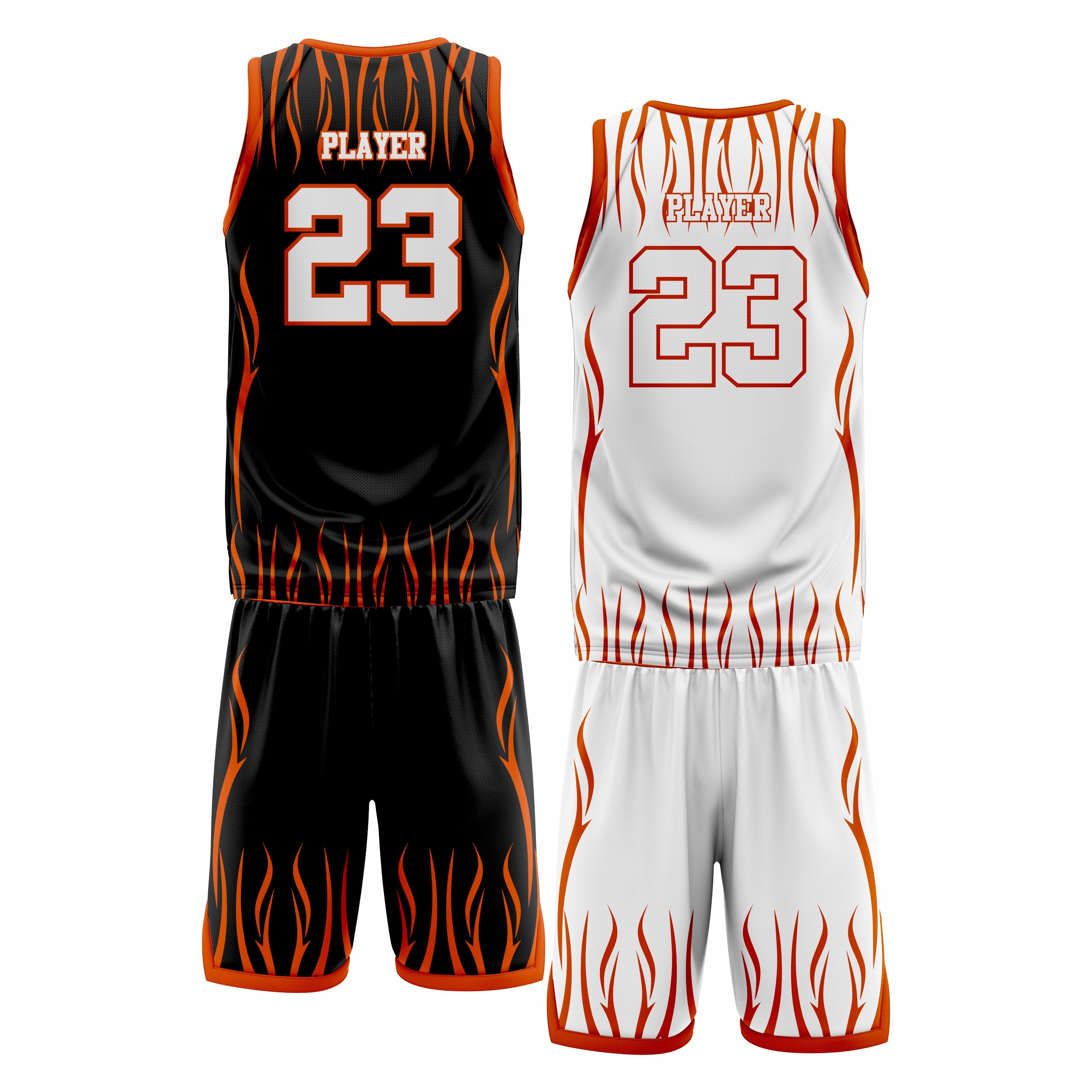 Custom Black Orange White  Double Side Basketball Uniform Set | Sports Custom Uniform